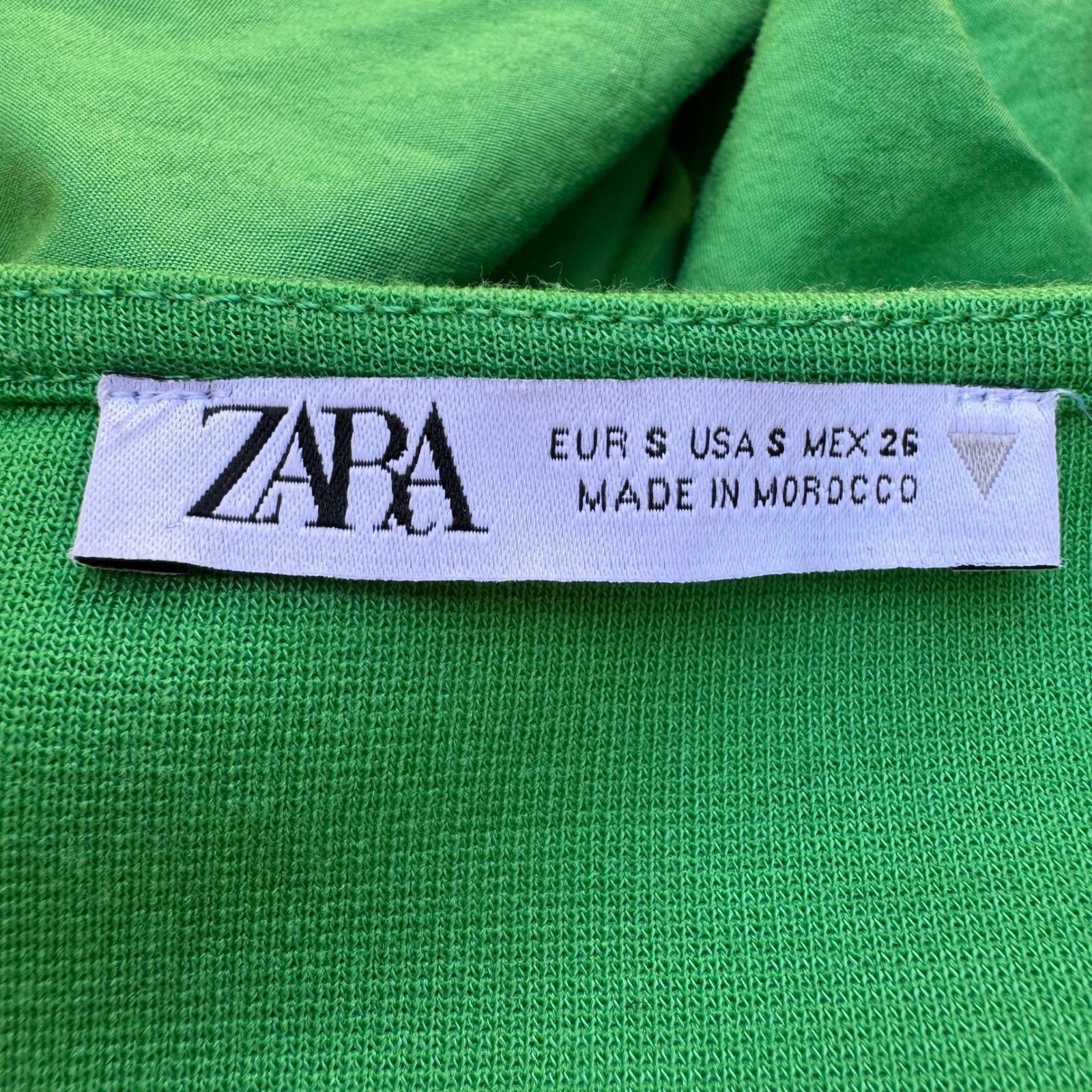 Zara Avant Garde Ruffle Puff Statement Sleeve Cocktail Bodycon Dress Green S