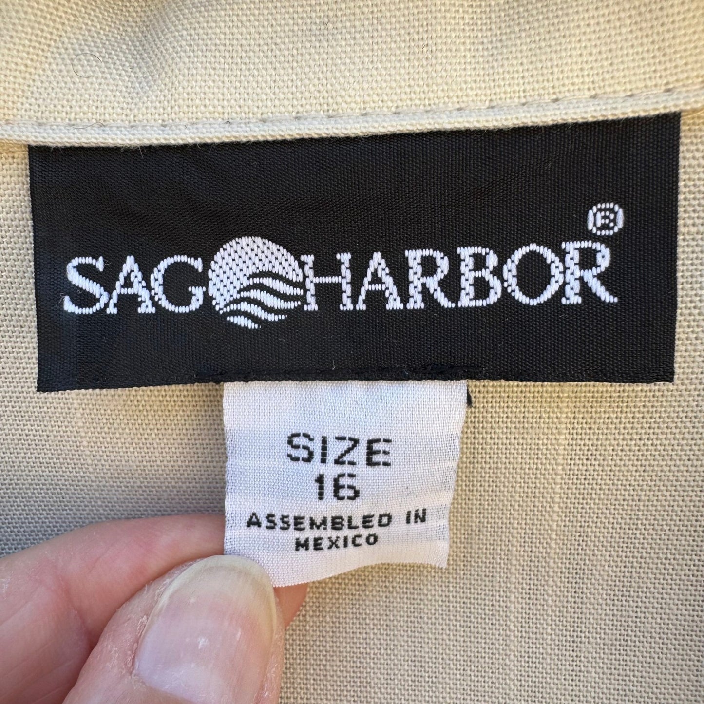 Sag Harbor Vintage 80s 90s Banana Cream Old Money Blazer Jacket 16 Oversized