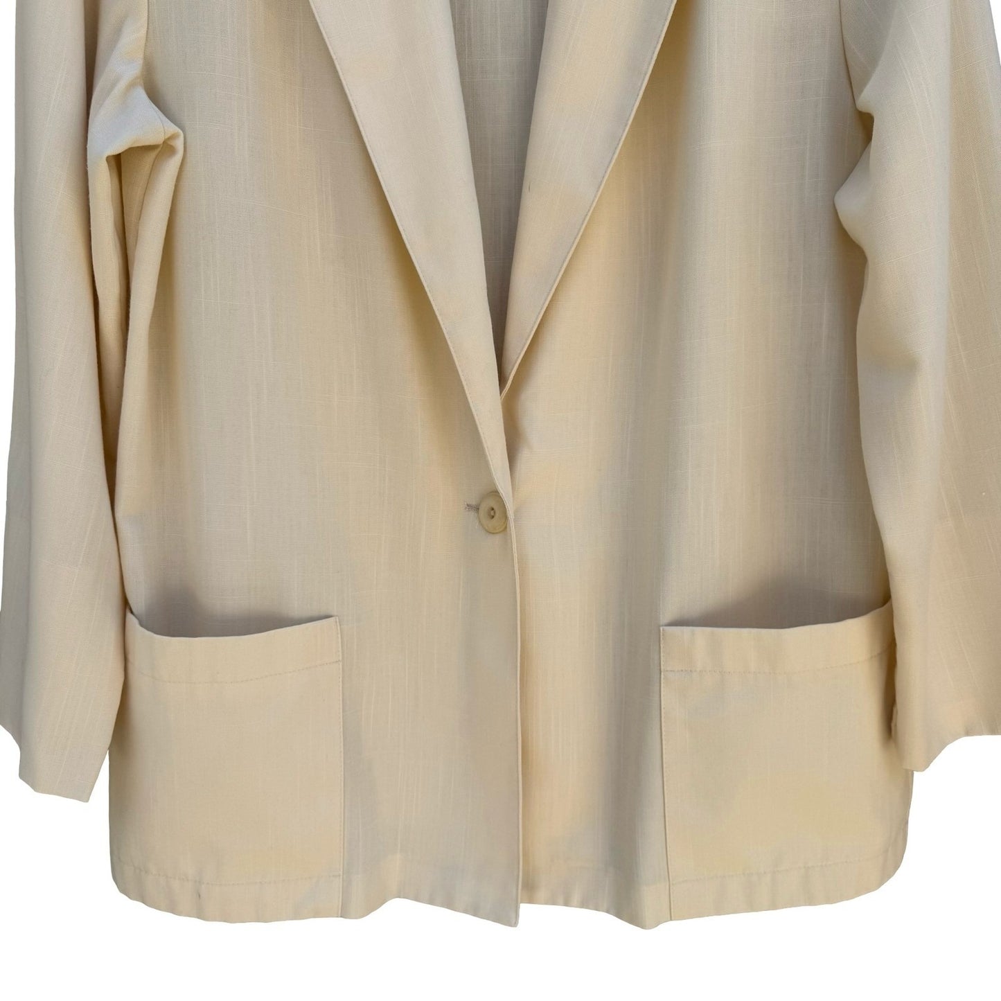 Sag Harbor Vintage 80s 90s Banana Cream Old Money Blazer Jacket 16 Oversized