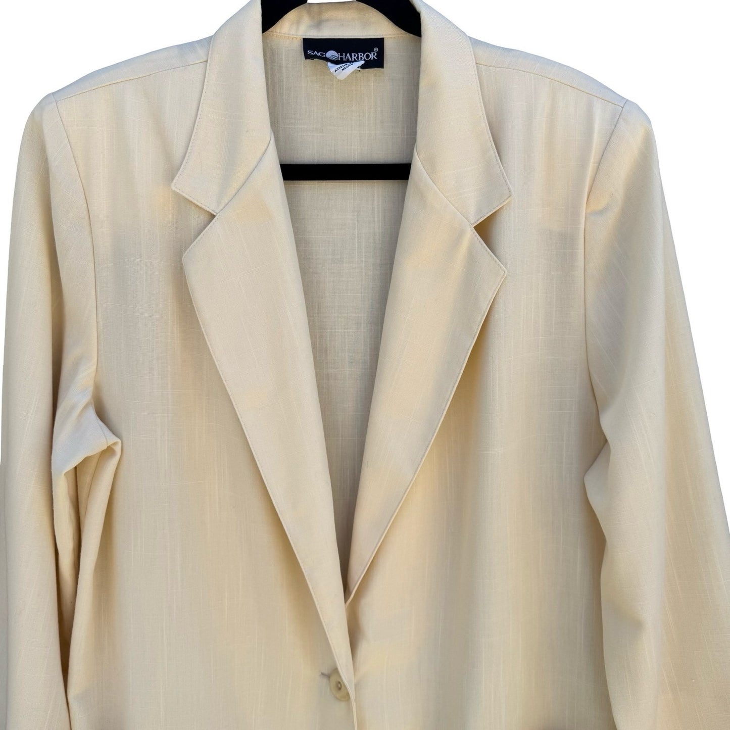 Sag Harbor Vintage 80s 90s Banana Cream Old Money Blazer Jacket 16 Oversized