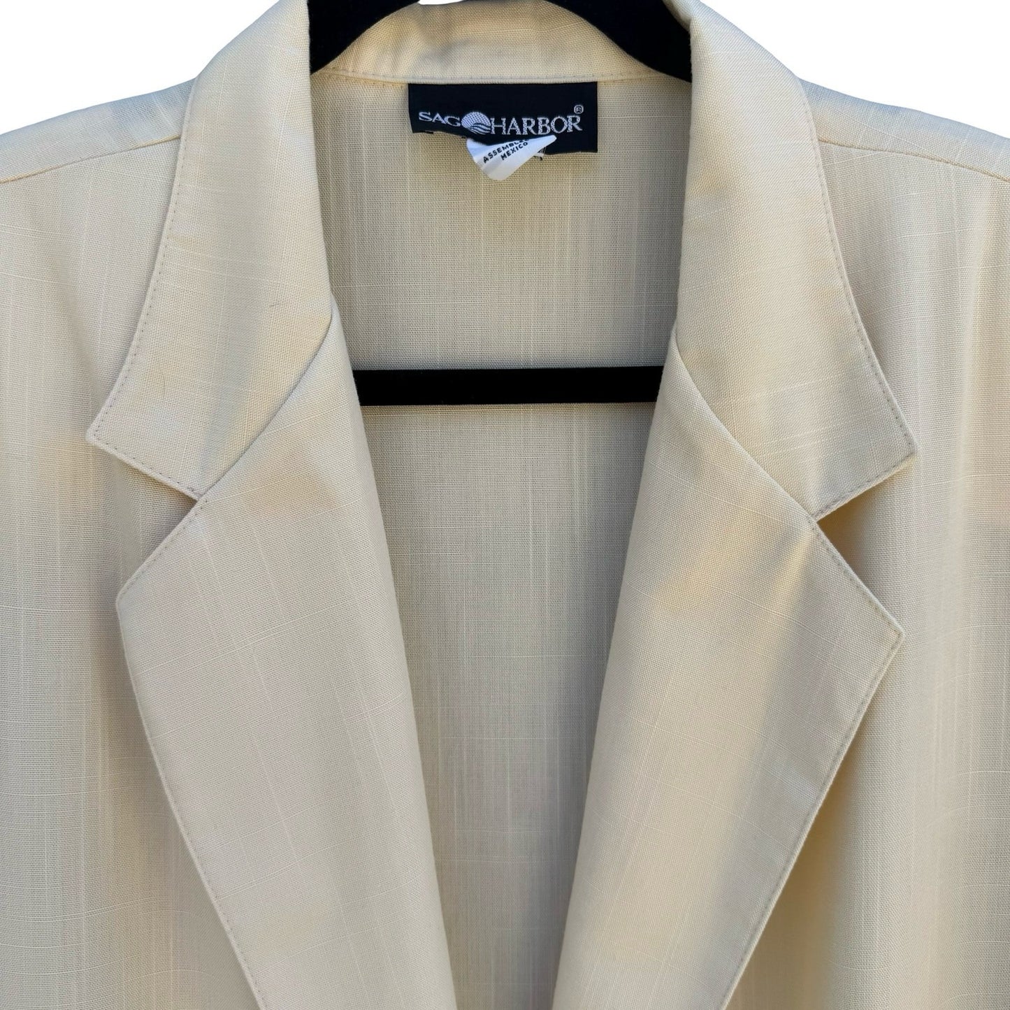 Sag Harbor Vintage 80s 90s Banana Cream Old Money Blazer Jacket 16 Oversized