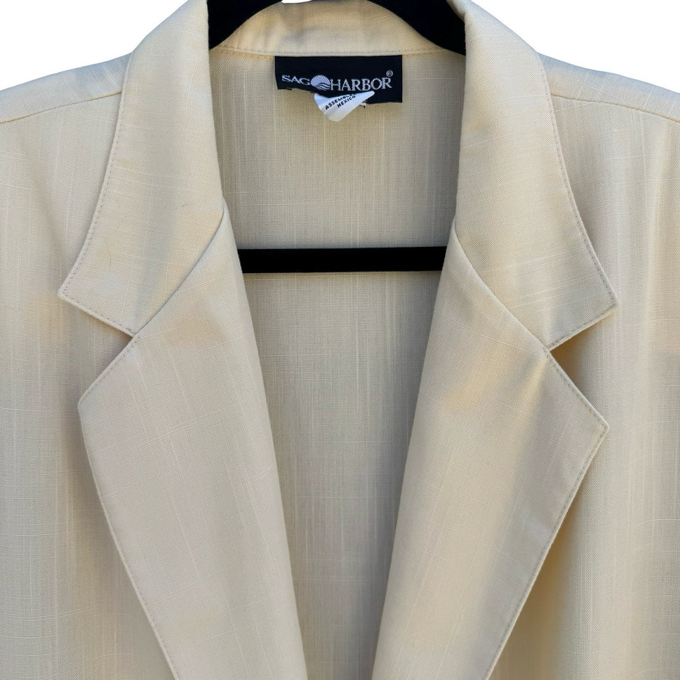 Sag Harbor Vintage 80s 90s Banana Cream Old Money Blazer Jacket 16 Oversized