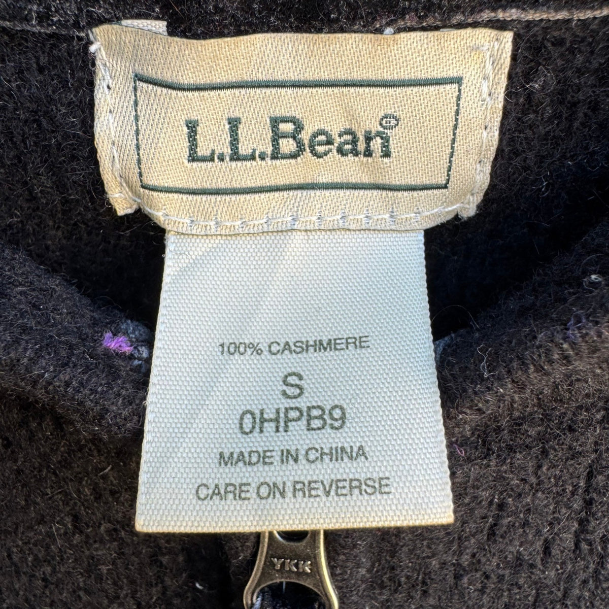 LL Bean 100% Cashmere Quiet Luxury Minimalist Waffle Knit Zip Hoodie Sweater S