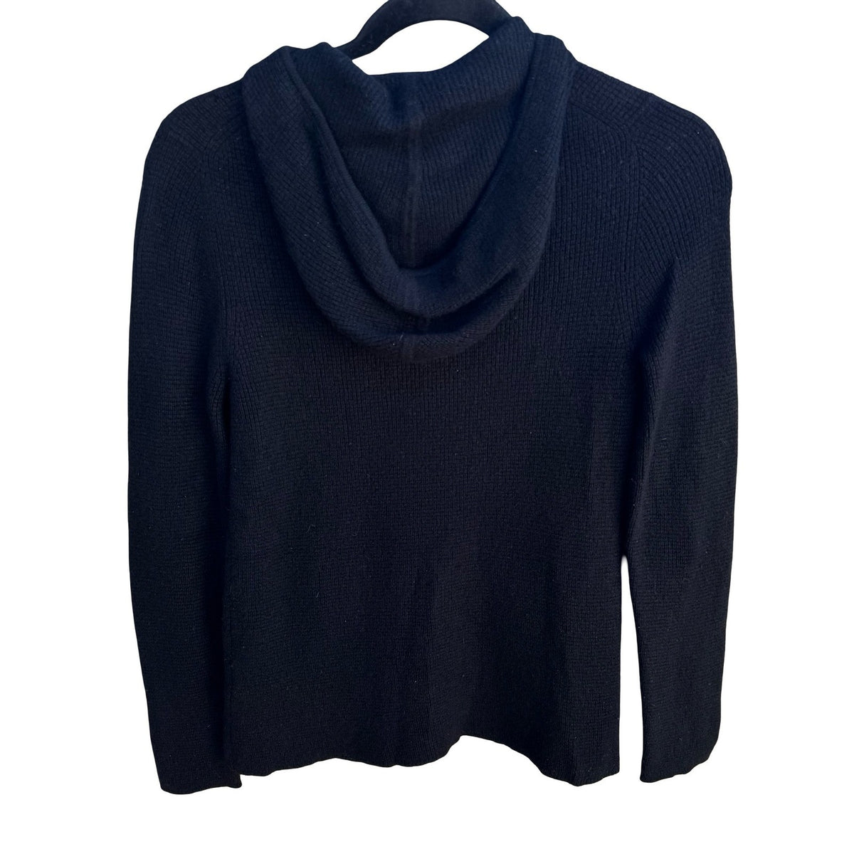 LL Bean 100% Cashmere Quiet Luxury Minimalist Waffle Knit Zip Hoodie Sweater S