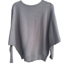 Switch T Tahari Womens Ribbed Gray Minimalist Dolman Long Sleeve Knit Cozy Sweater L 2 image