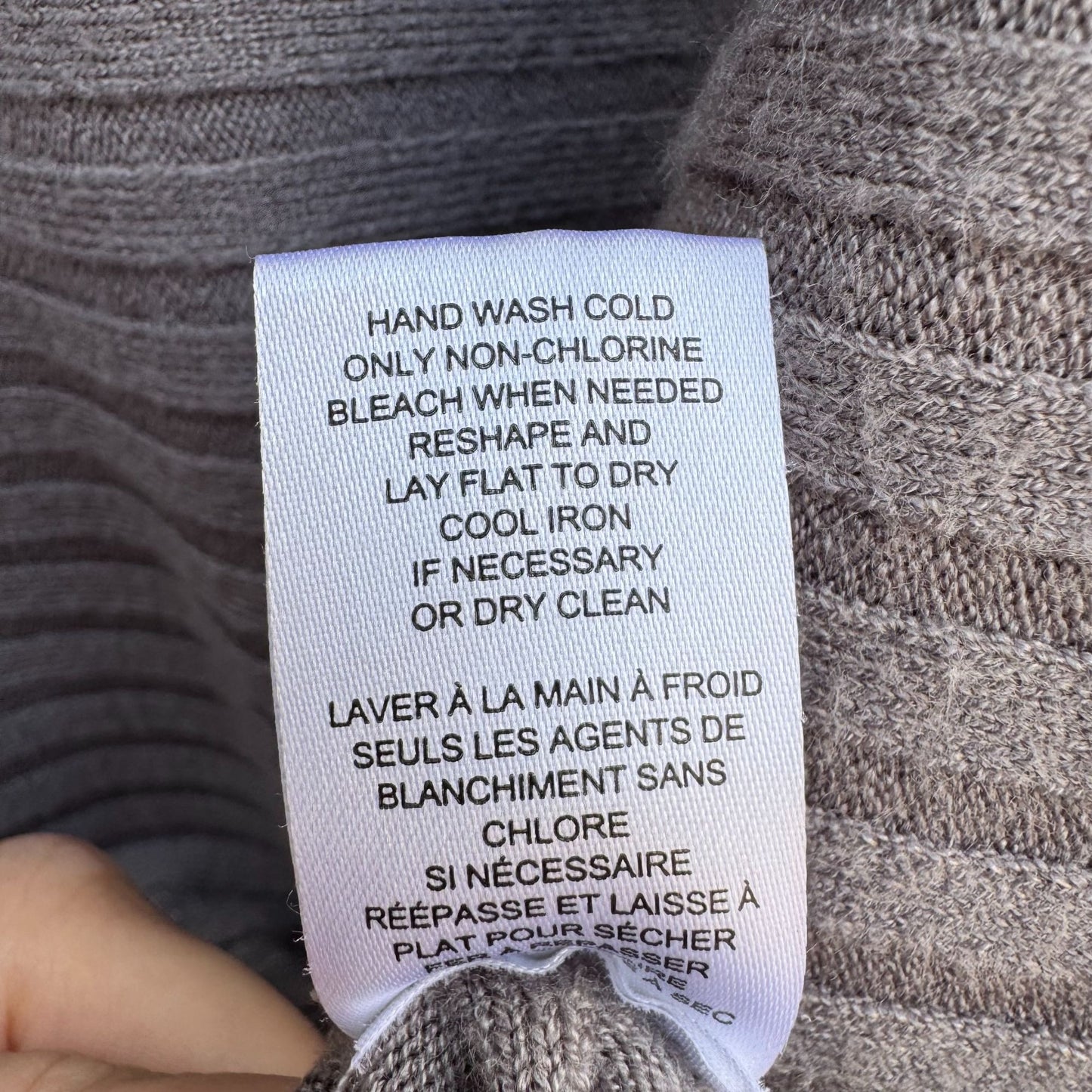 T Tahari Womens Ribbed Gray Minimalist Dolman Long Sleeve Knit Cozy Sweater L