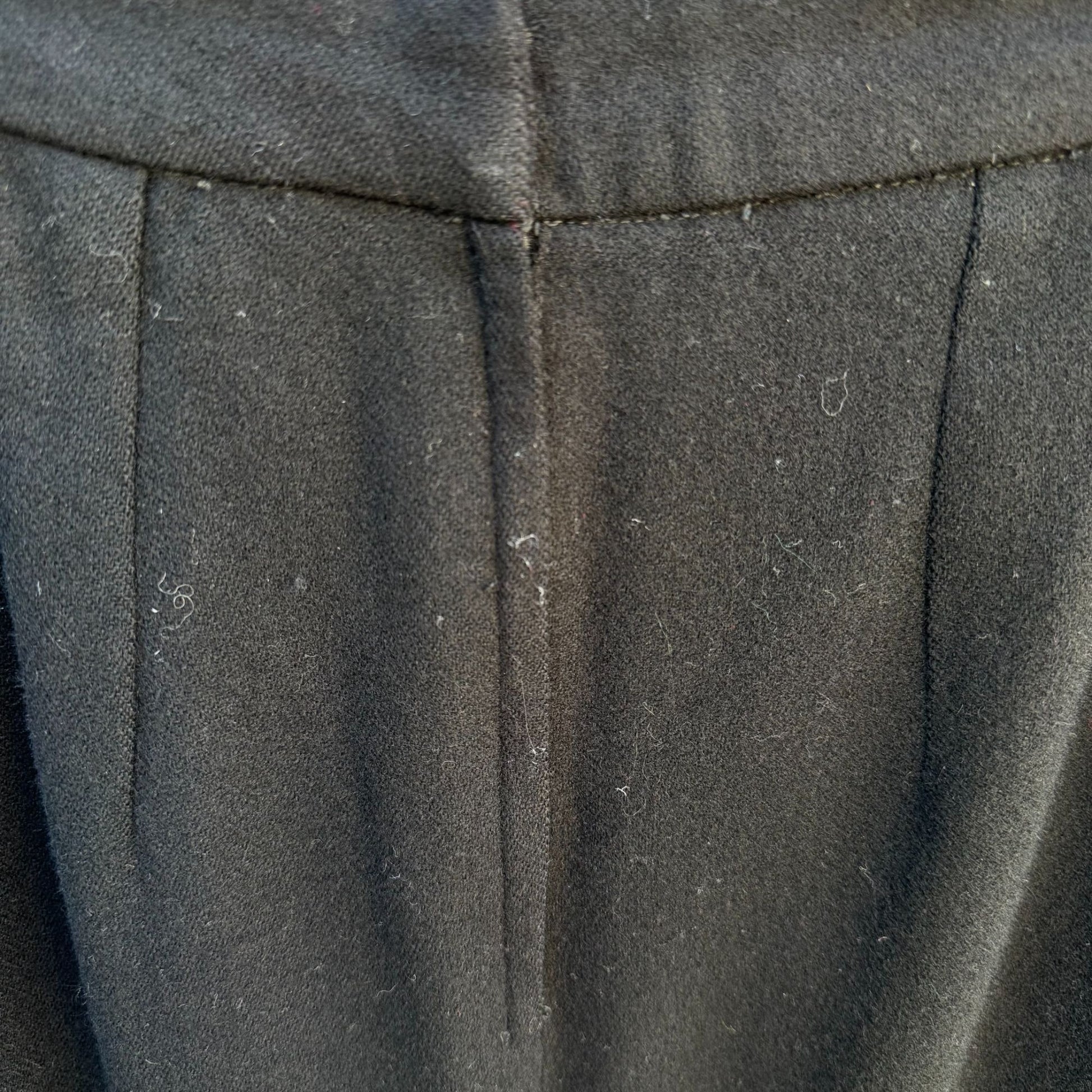 Vintage Handmade Womens Preppy Old Money Black Inverted Pleats Wool Pencil Skirt