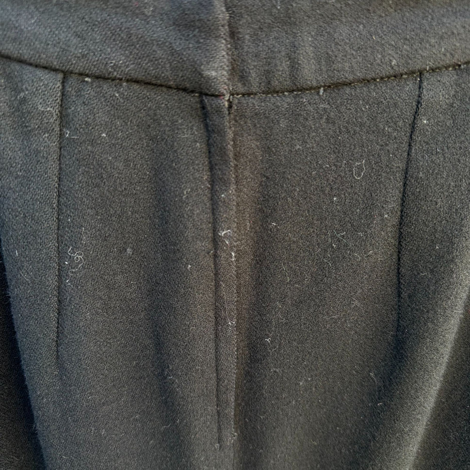 Vintage Handmade Womens Preppy Old Money Black Inverted Pleats Wool Pencil Skirt