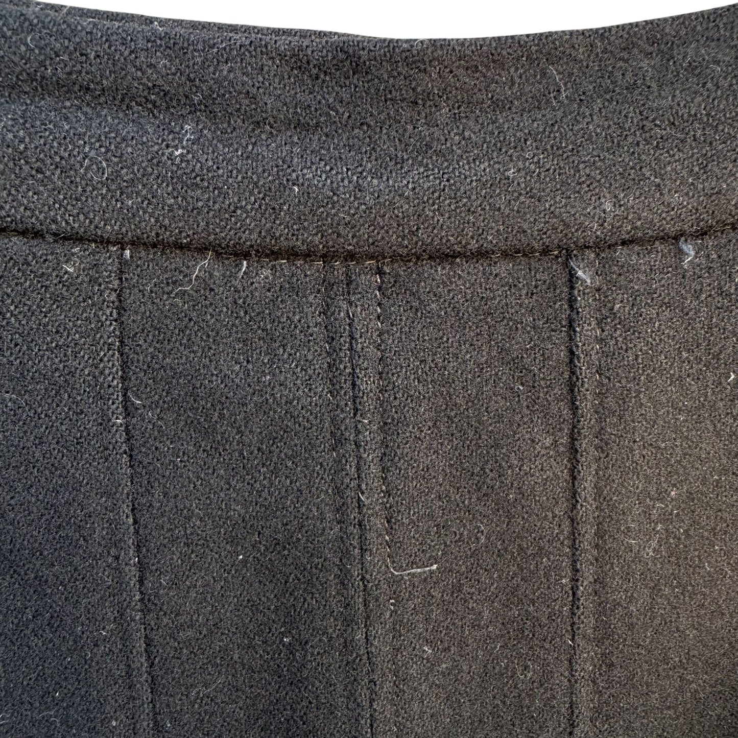 Vintage Handmade Womens Preppy Old Money Black Inverted Pleats Wool Pencil Skirt