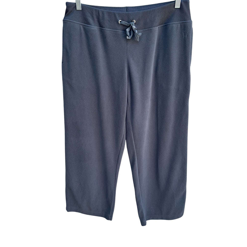 Danskin Now Womens Gray Fleece Elastic Waist Athletic Workout Capri Pants L/G