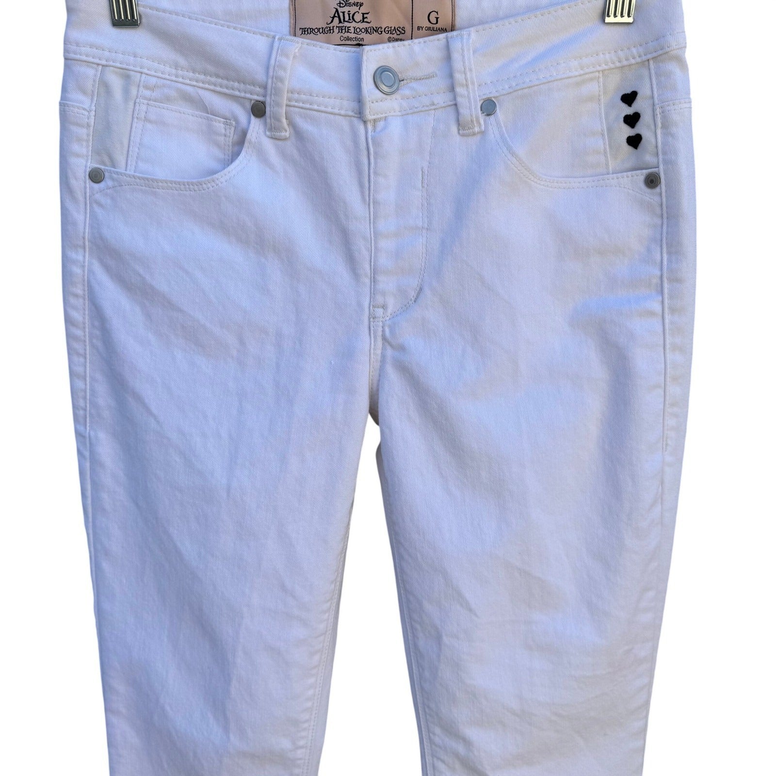 G by Giuliana Alice Through the Looking Glass White Heart Skinny Jeans Size 6