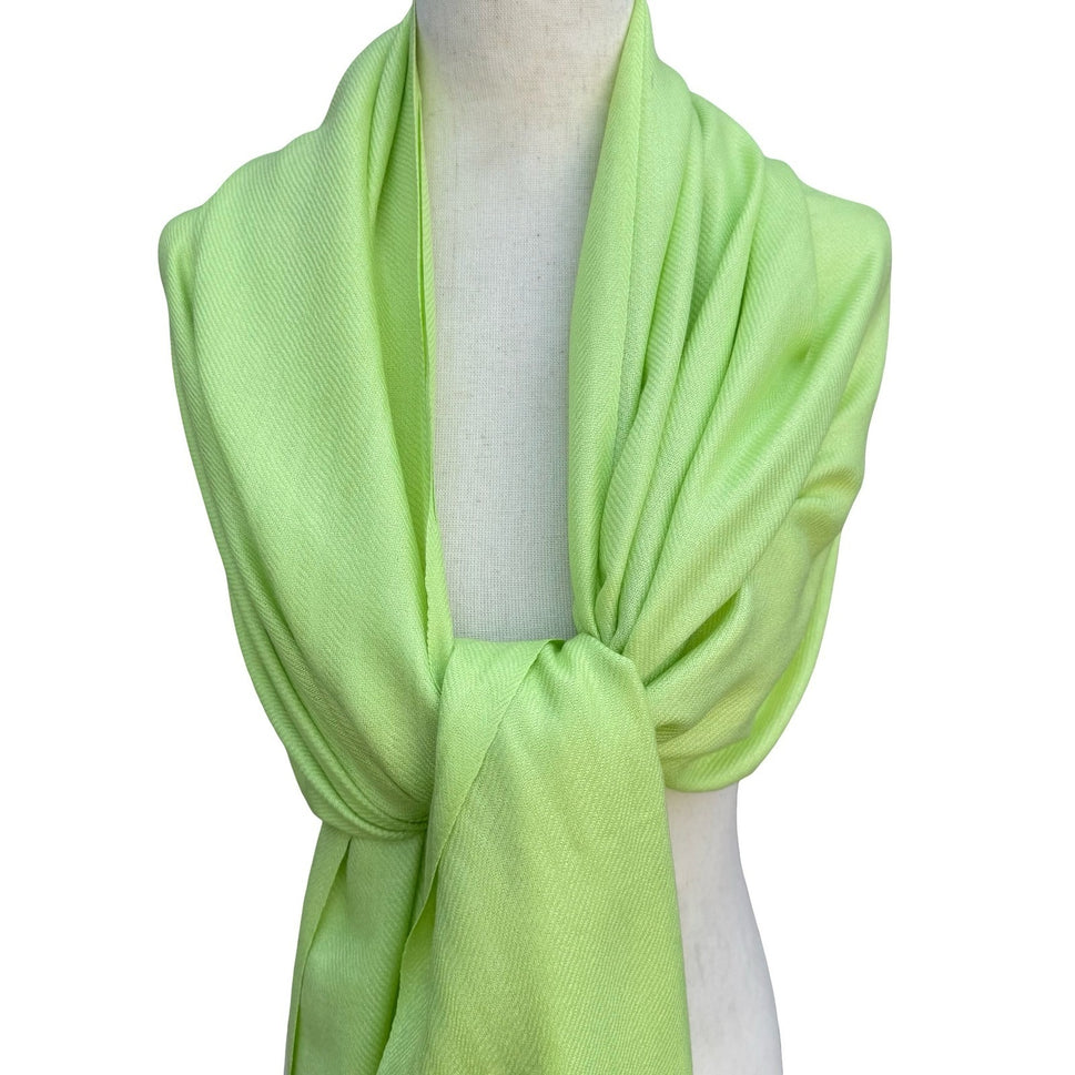 Lime Green Pashmina Shawl Wrap Tassel Fringe Lightweight Scarf Chartreuse Neon