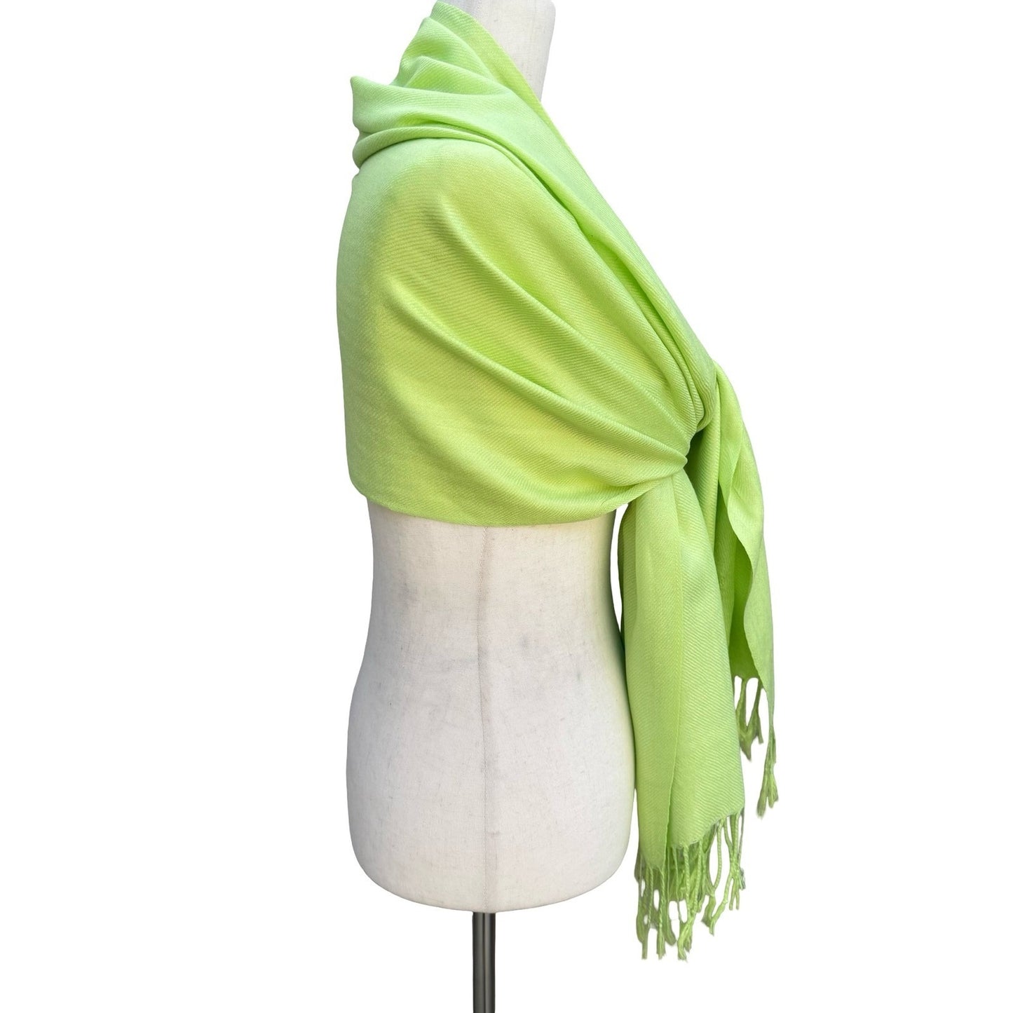 Lime Green Pashmina Shawl Wrap Tassel Fringe Lightweight Scarf Chartreuse Neon