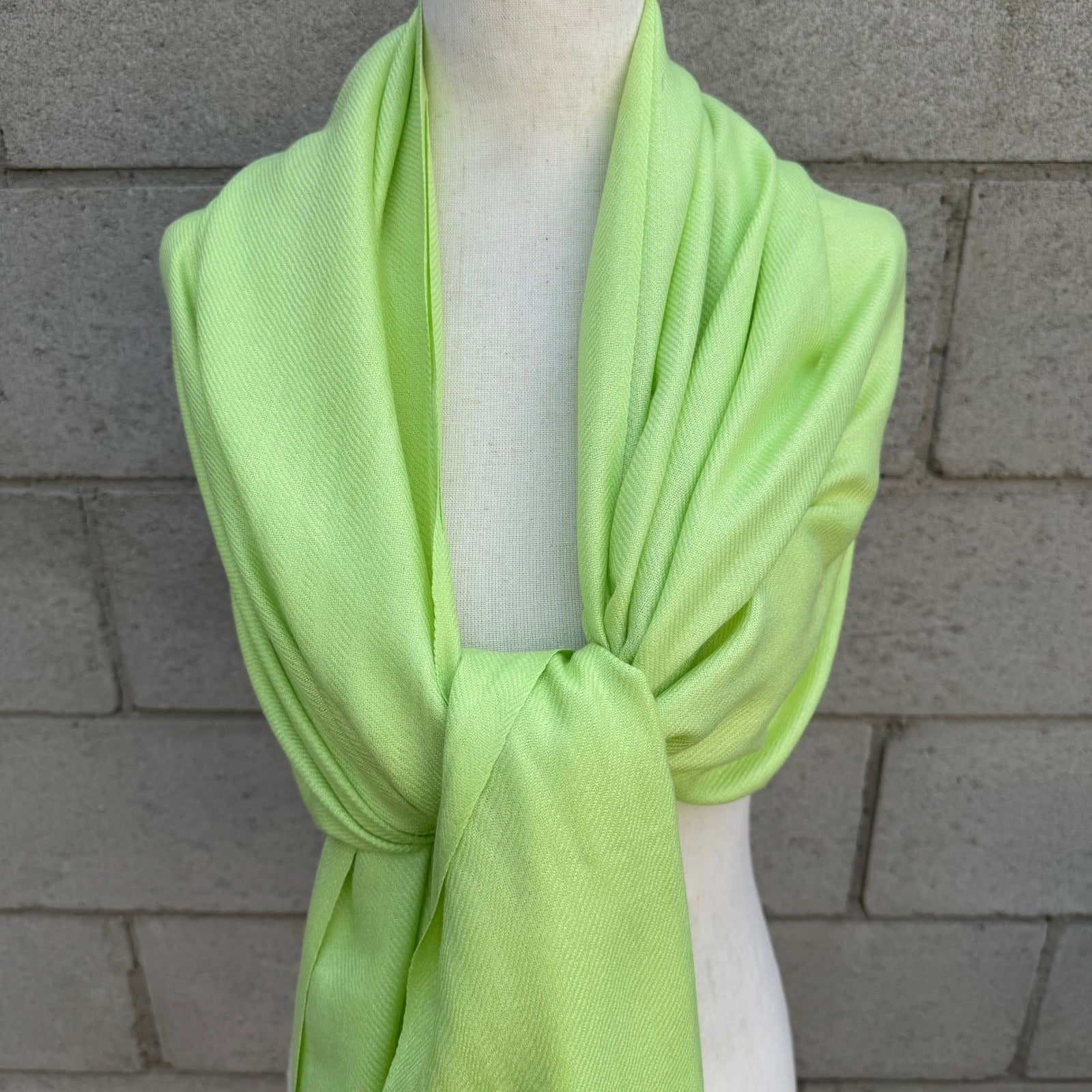 Lime Green Pashmina Shawl Wrap Tassel Fringe Lightweight Scarf Chartreuse Neon