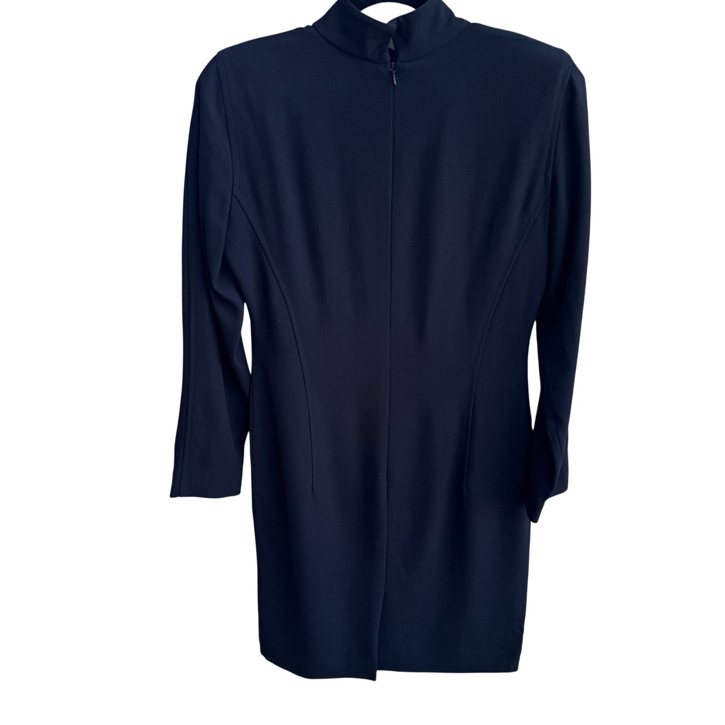 Liz Claiborne Vintage 80s Black Mock Neck Long Sleeve Sheath Dress 4P Minimalist