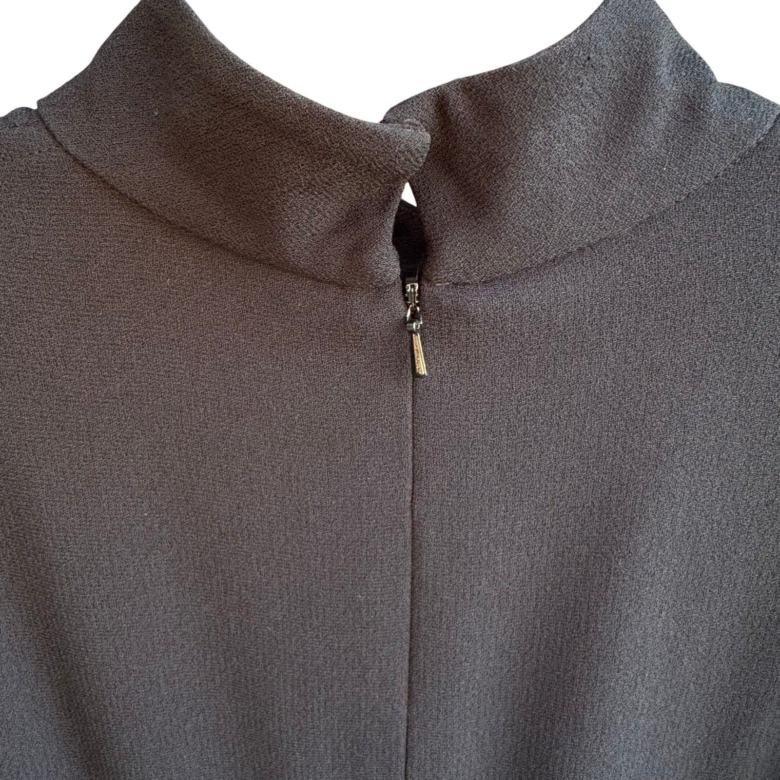 Liz Claiborne Vintage 80s Black Mock Neck Long Sleeve Sheath Dress 4P Minimalist