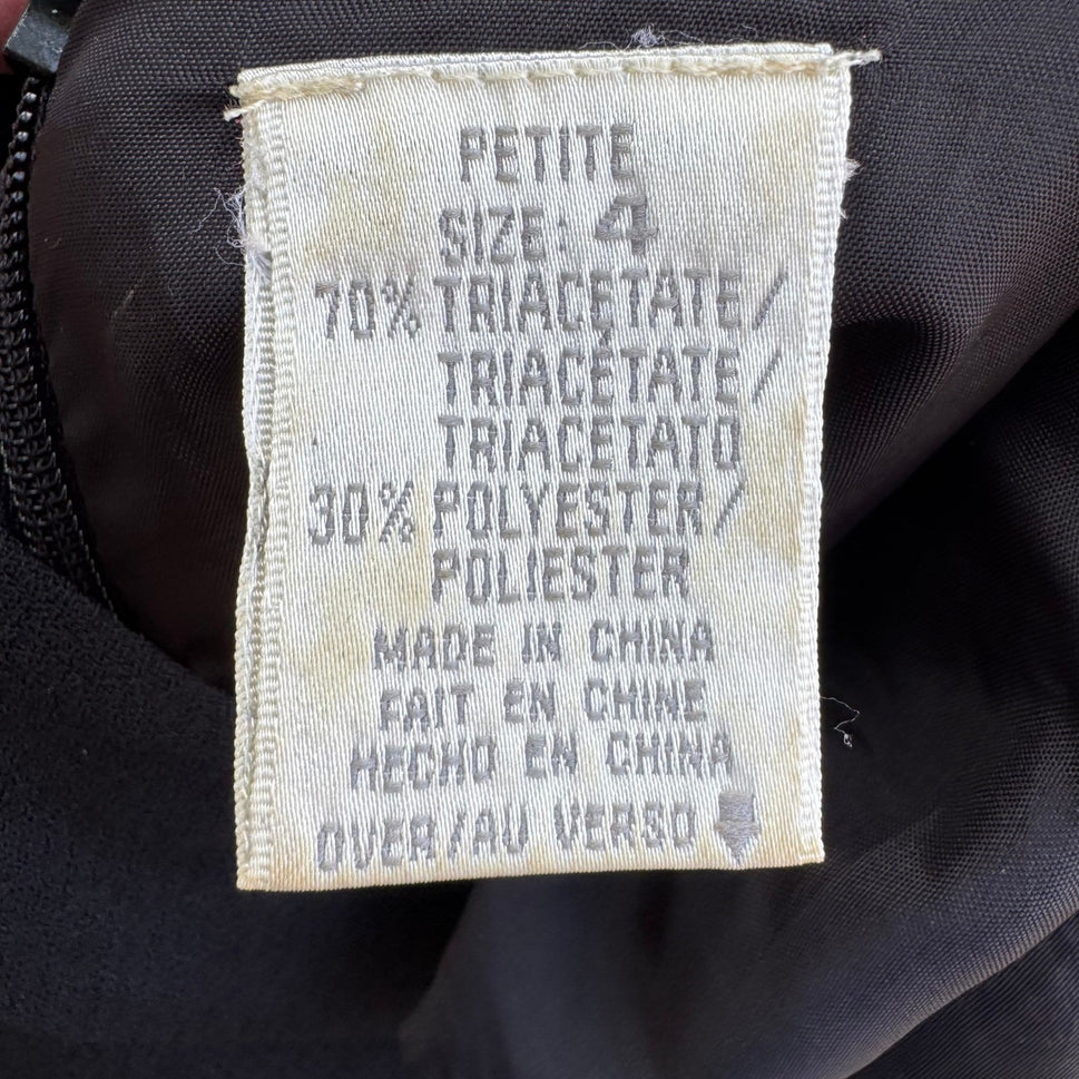 Liz Claiborne Vintage 80s Black Mock Neck Long Sleeve Sheath Dress 4P Minimalist