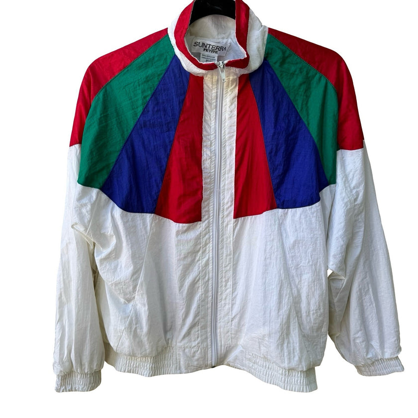Sunterra Vintage 80s 90s Athleisure Colorblock Sunburst Windbreaker Jacket S