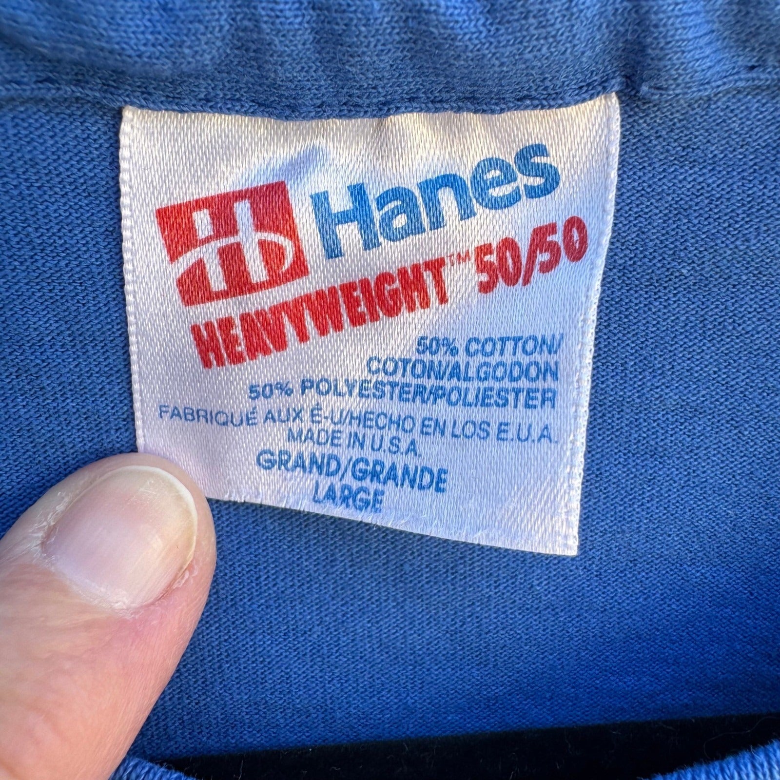 Hanes Heavyweight Vintage 50/50 BT Alaska Marine Transport Lines Blue Shirt L