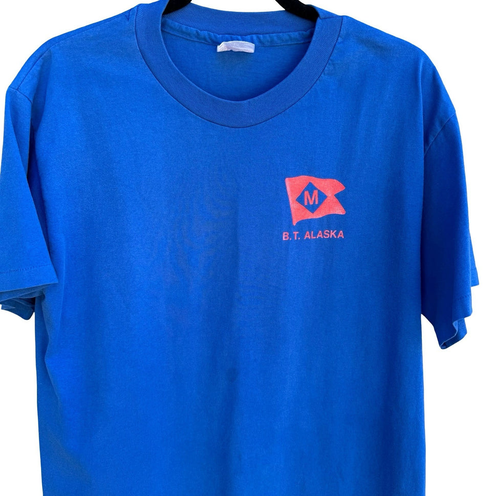 Hanes Heavyweight Vintage 50/50 BT Alaska Marine Transport Lines Blue Shirt L