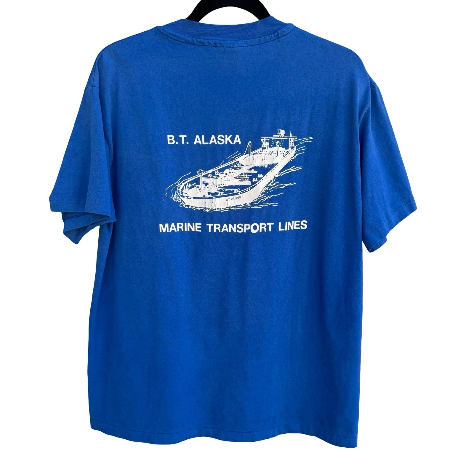 Hanes Heavyweight Vintage 50/50 BT Alaska Marine Transport Lines Blue Shirt L