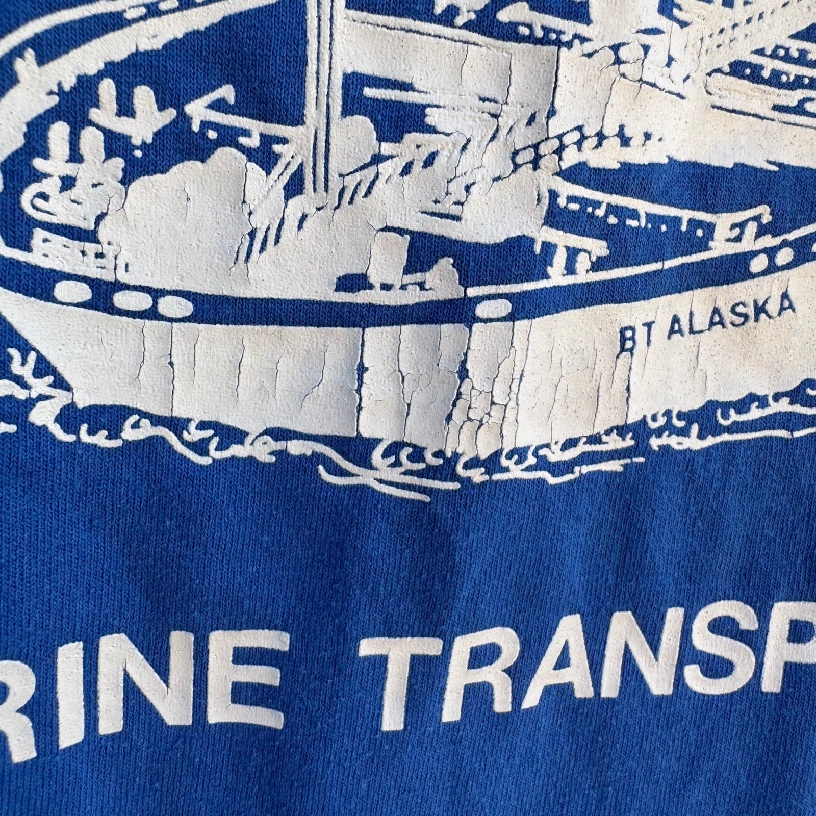 Hanes Heavyweight Vintage 50/50 BT Alaska Marine Transport Lines Blue Shirt L