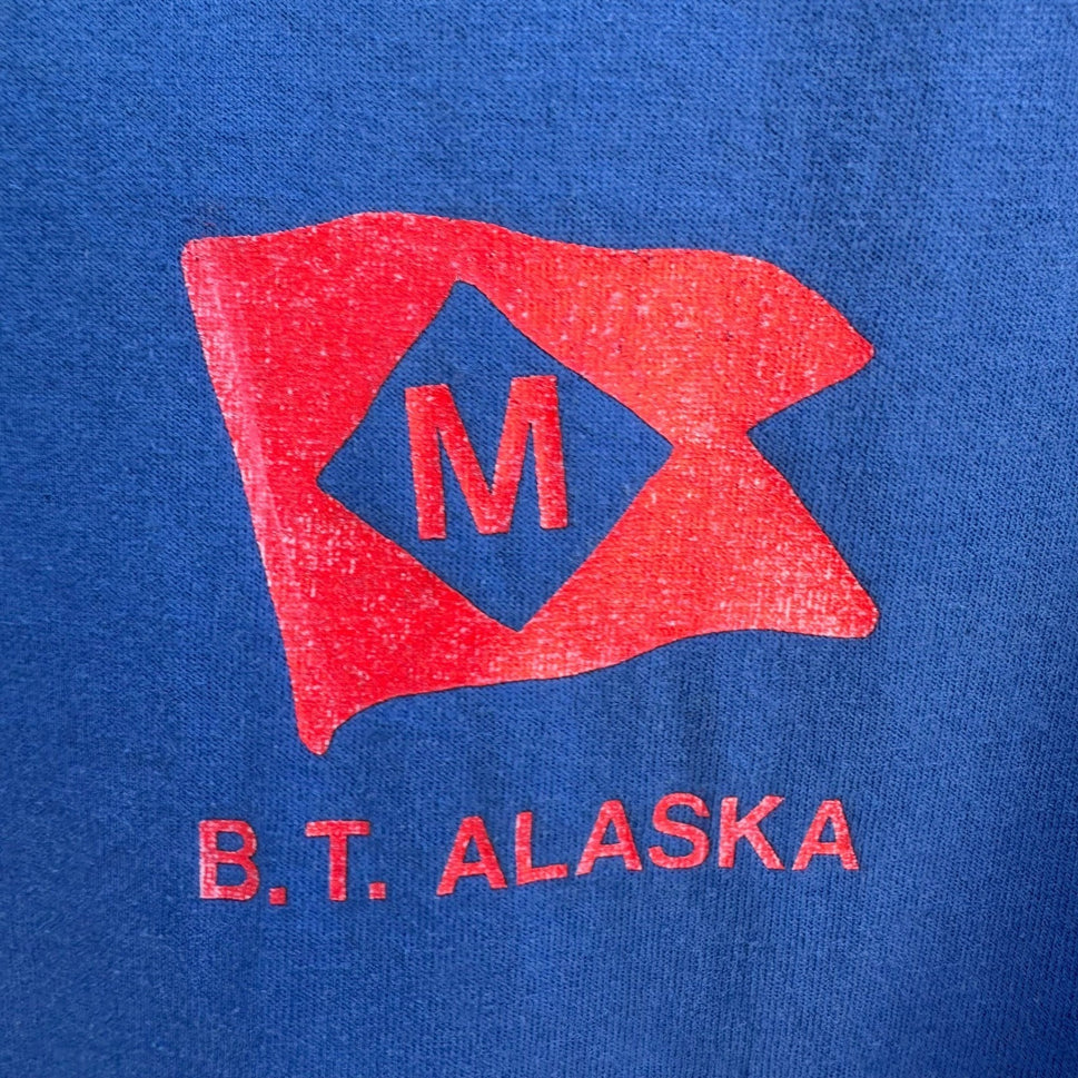 Hanes Heavyweight Vintage 50/50 BT Alaska Marine Transport Lines Blue Shirt L