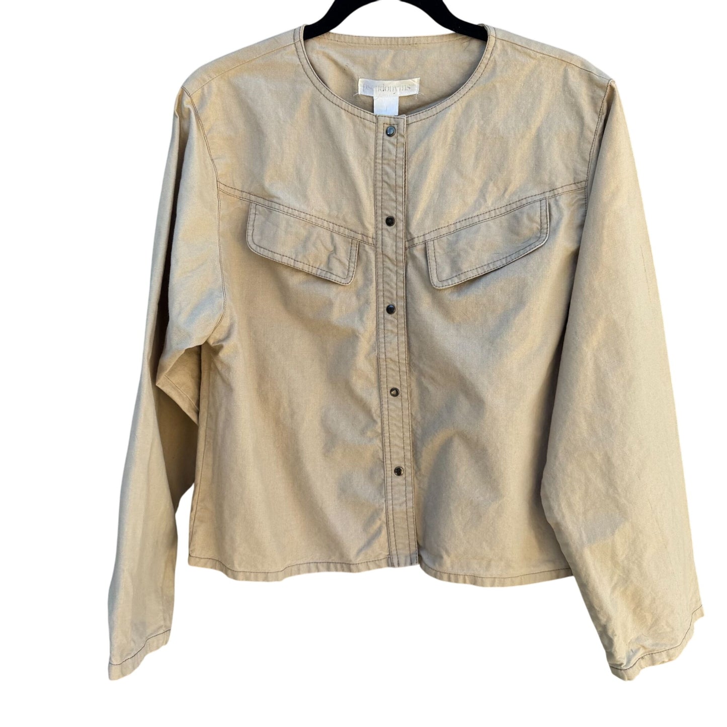 Pseudonyms Vintage Womens Long-Sleeve Snap Closure Beige Flap Pockets Jacket L