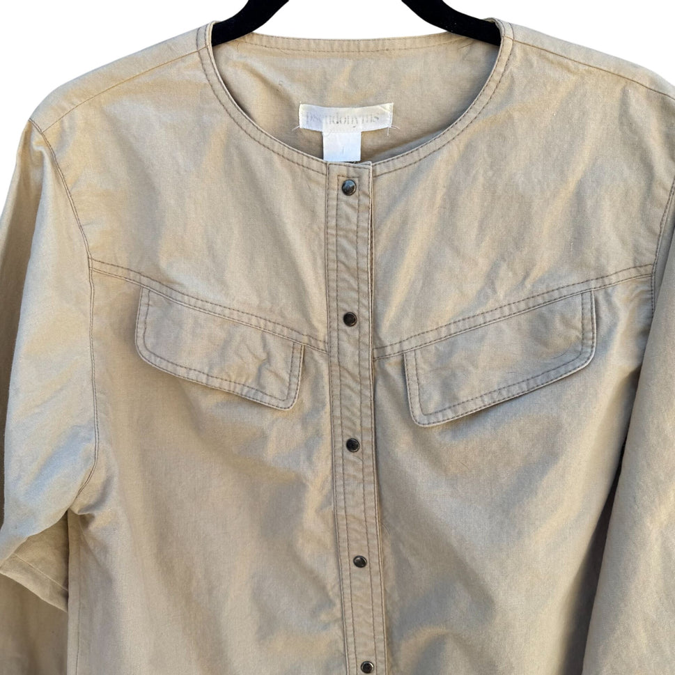 Pseudonyms Vintage Womens Long-Sleeve Snap Closure Beige Flap Pockets Jacket L