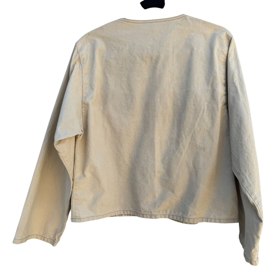 Pseudonyms Vintage Womens Long-Sleeve Snap Closure Beige Flap Pockets Jacket L