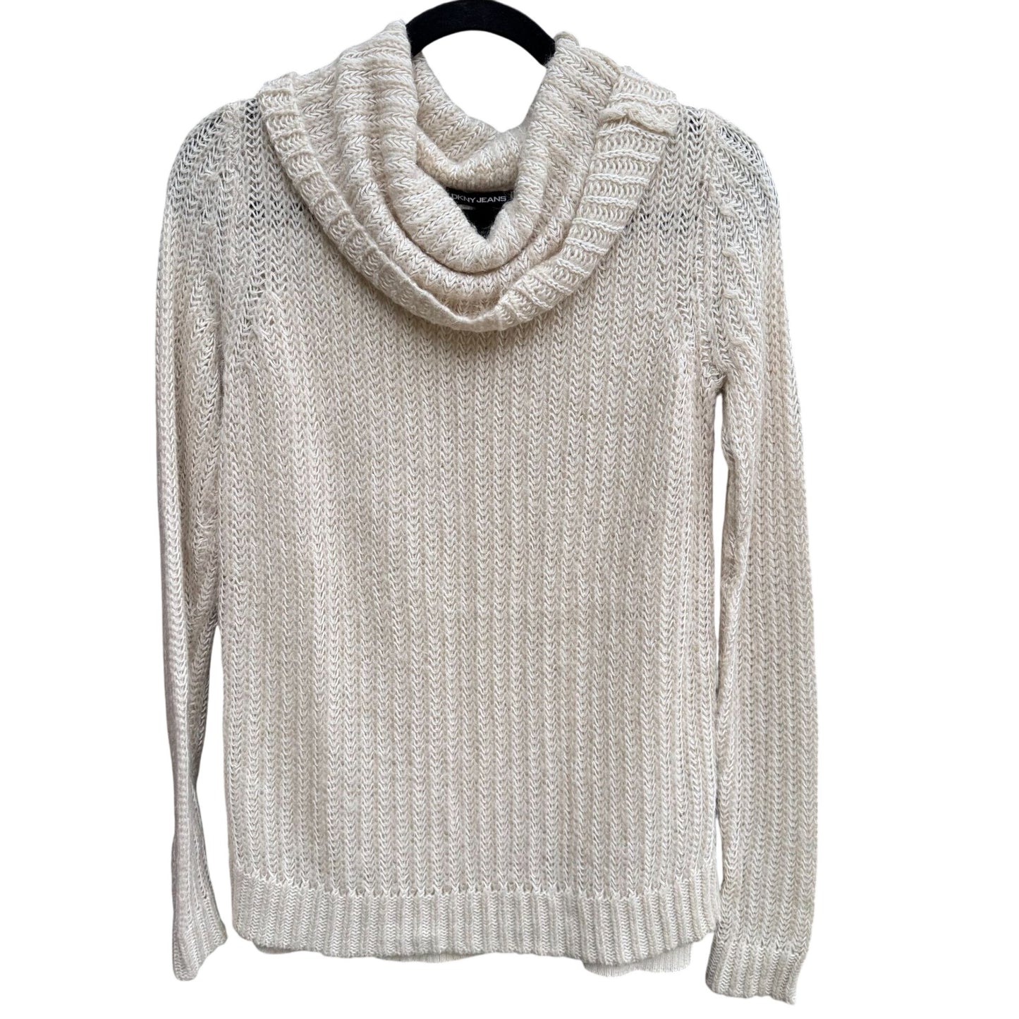 DKNY Jeans Womens XS Cream Cozy Cowl Neck Sweater Knit Long Sleeve Minimalist