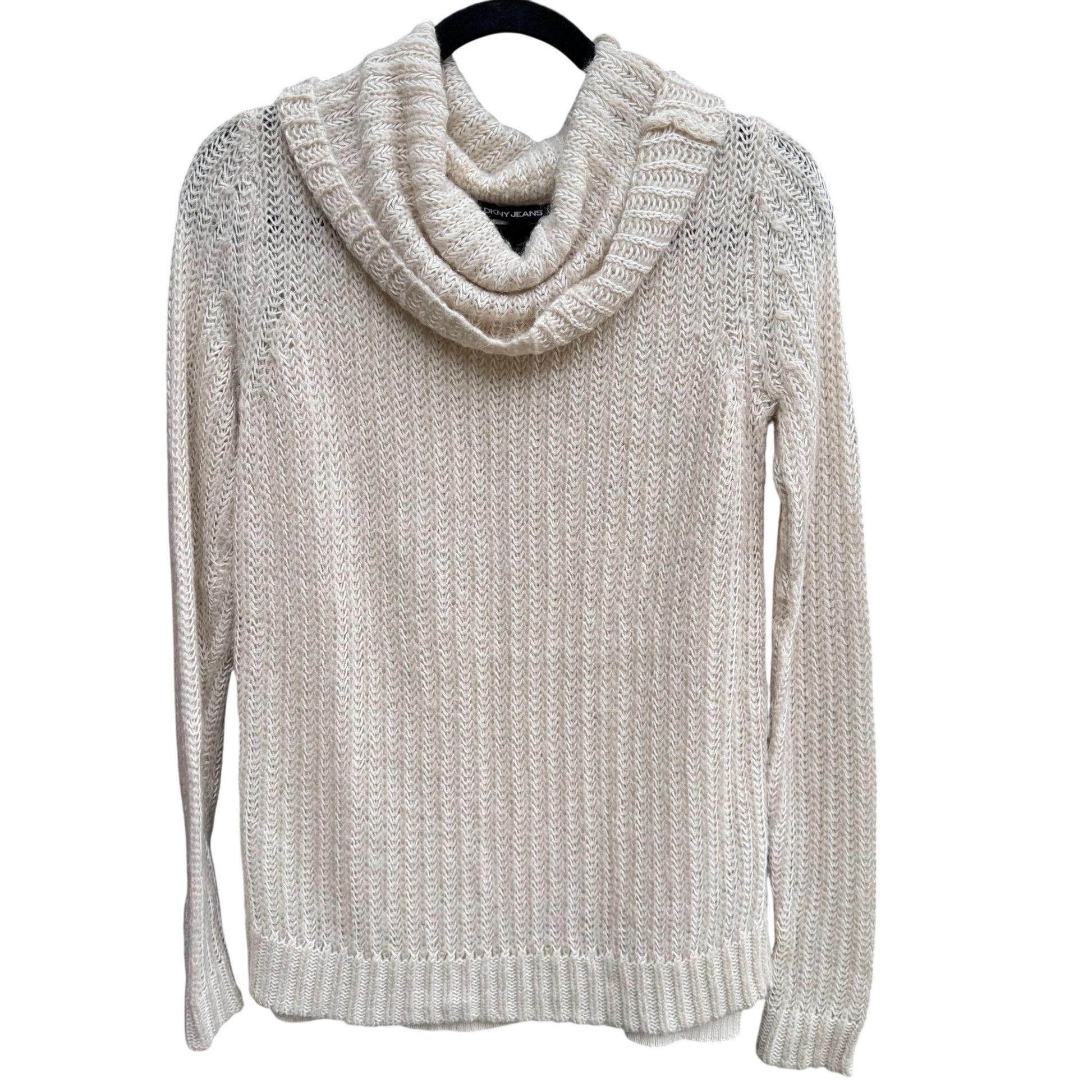 DKNY Jeans Womens XS Cream Cozy Cowl Neck Sweater Knit Long Sleeve Minimalist