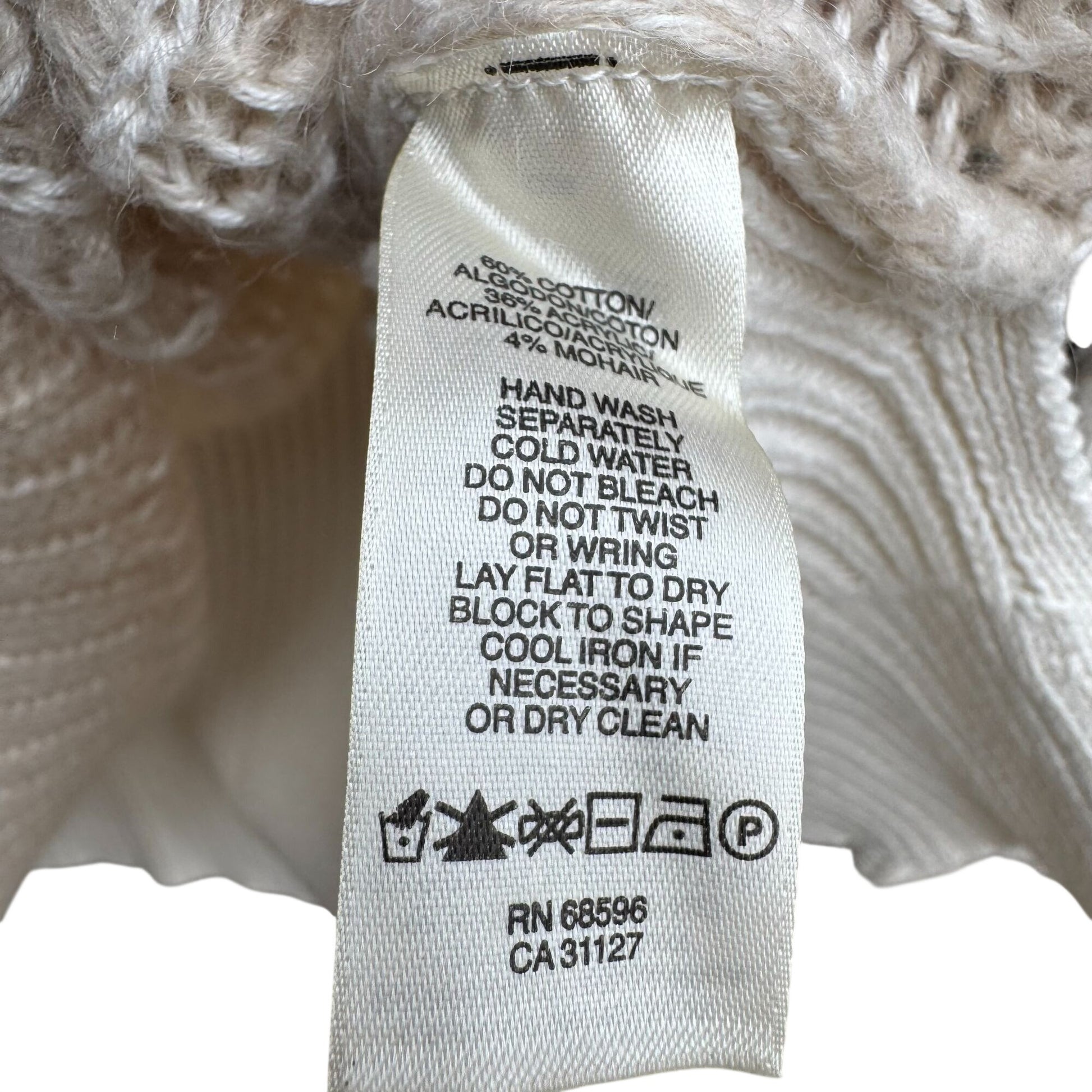 DKNY Jeans Womens XS Cream Cozy Cowl Neck Sweater Knit Long Sleeve Minimalist