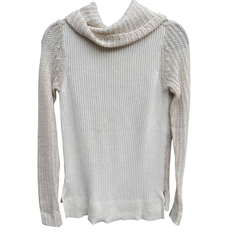 DKNY Jeans Womens XS Cream Cozy Cowl Neck Sweater Knit Long Sleeve Minimalist