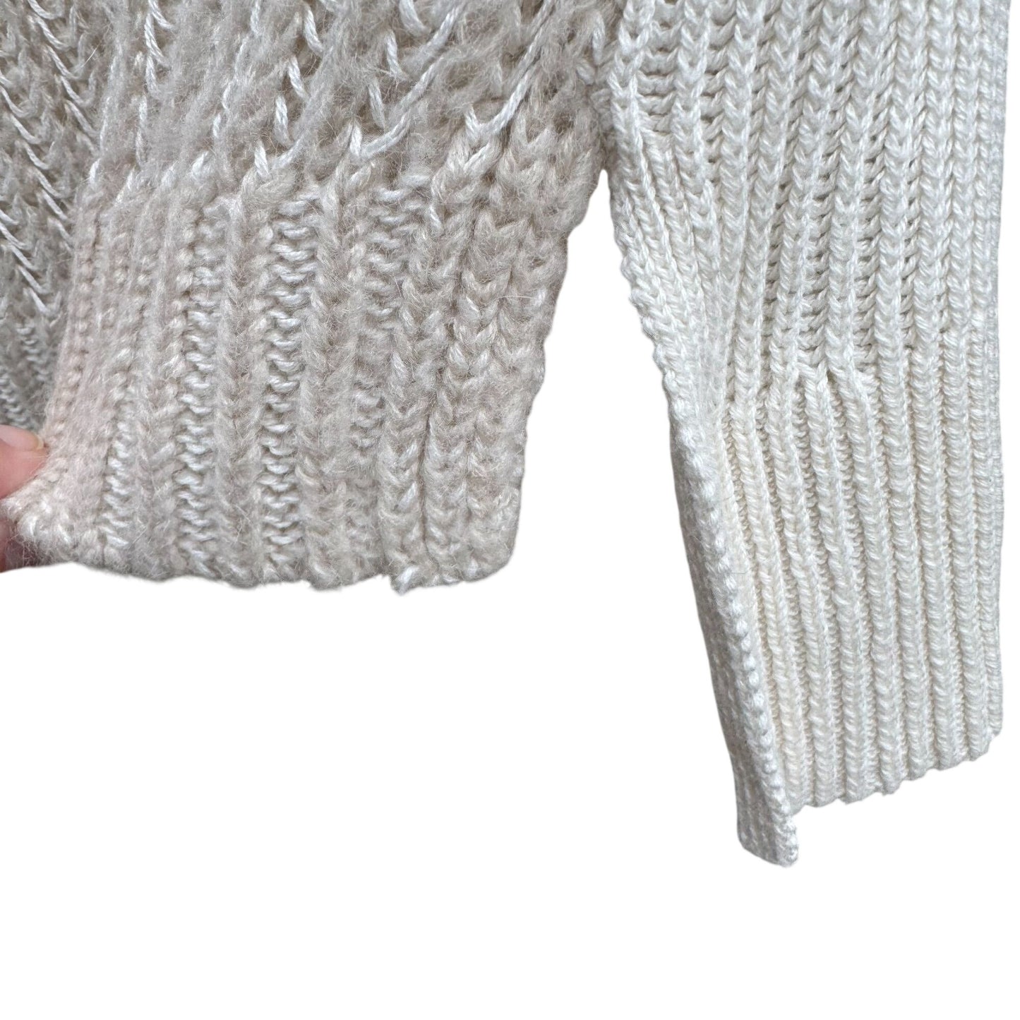 DKNY Jeans Womens XS Cream Cozy Cowl Neck Sweater Knit Long Sleeve Minimalist