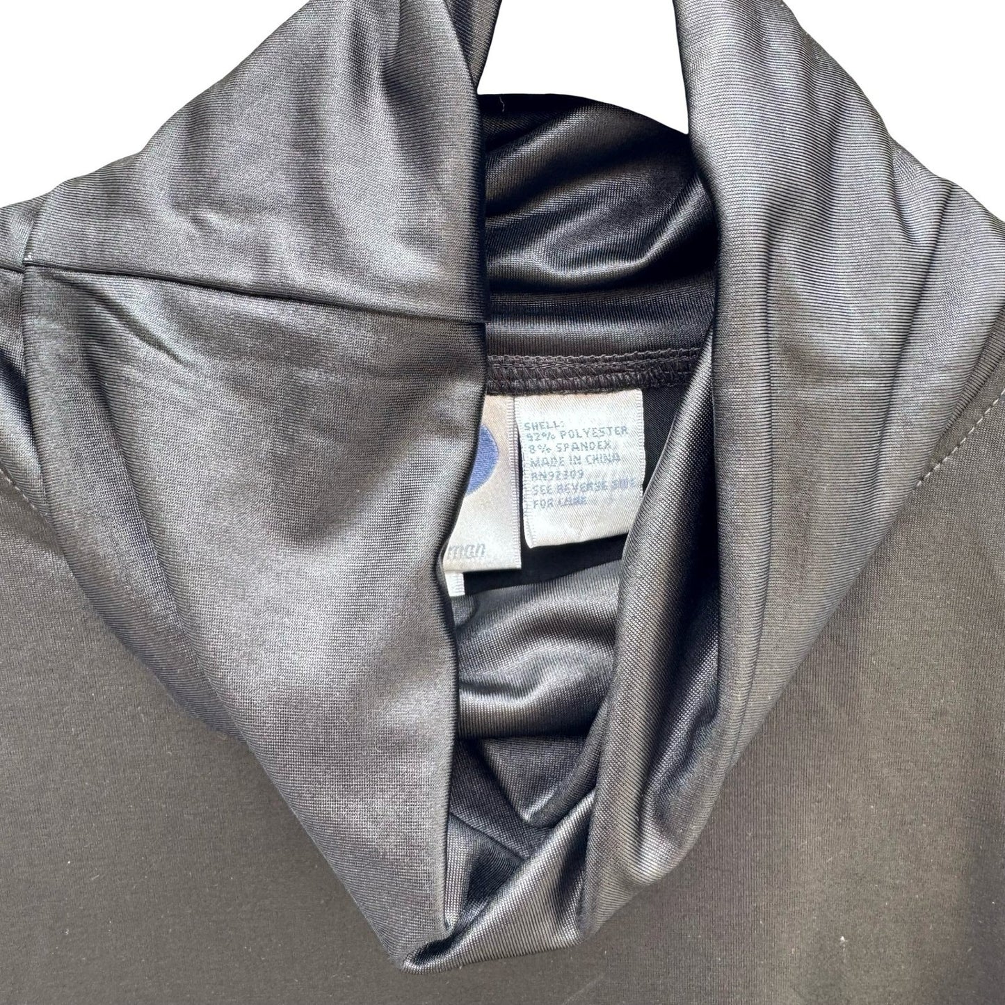 Diane Gilman DG2 Womens Metallic Black Cowl Neck Long Sleeve Stretch Top M NEW