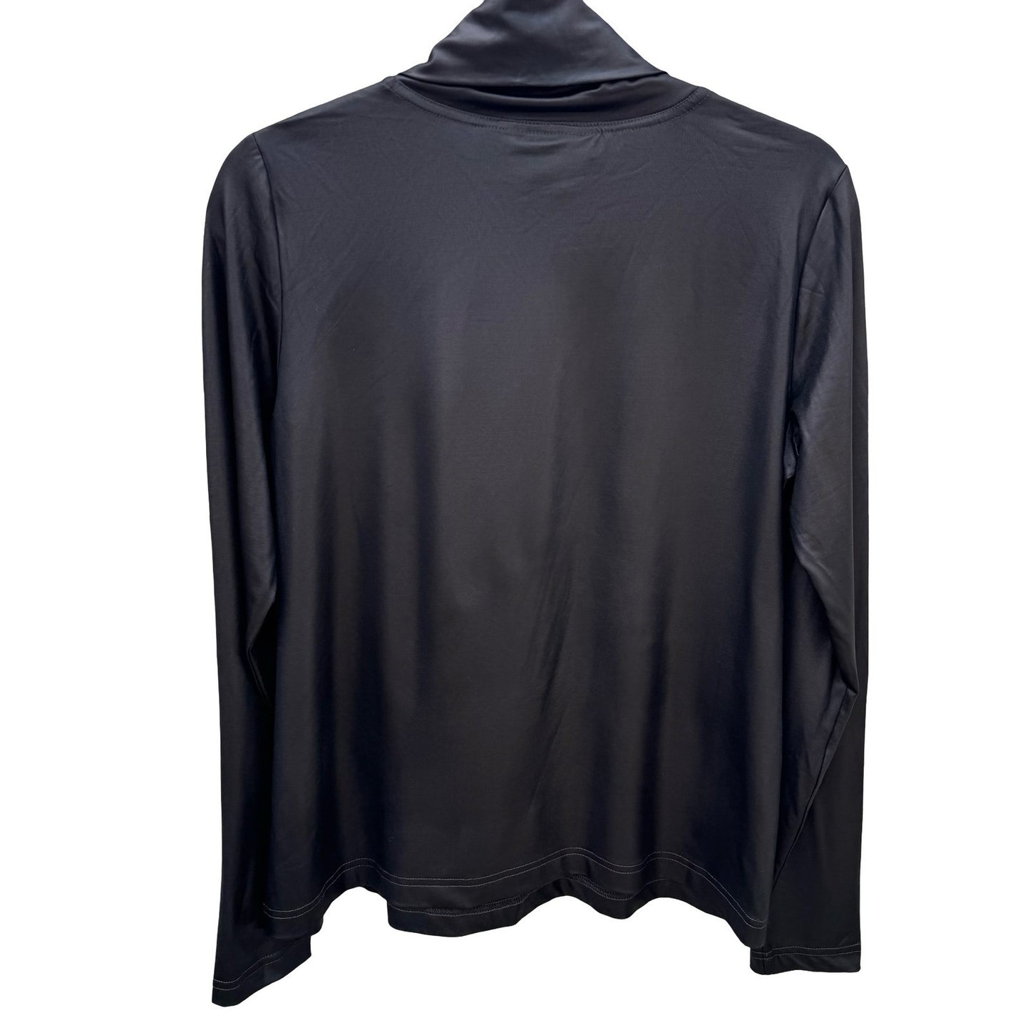 Diane Gilman DG2 Womens Metallic Black Cowl Neck Long Sleeve Stretch Top M NEW