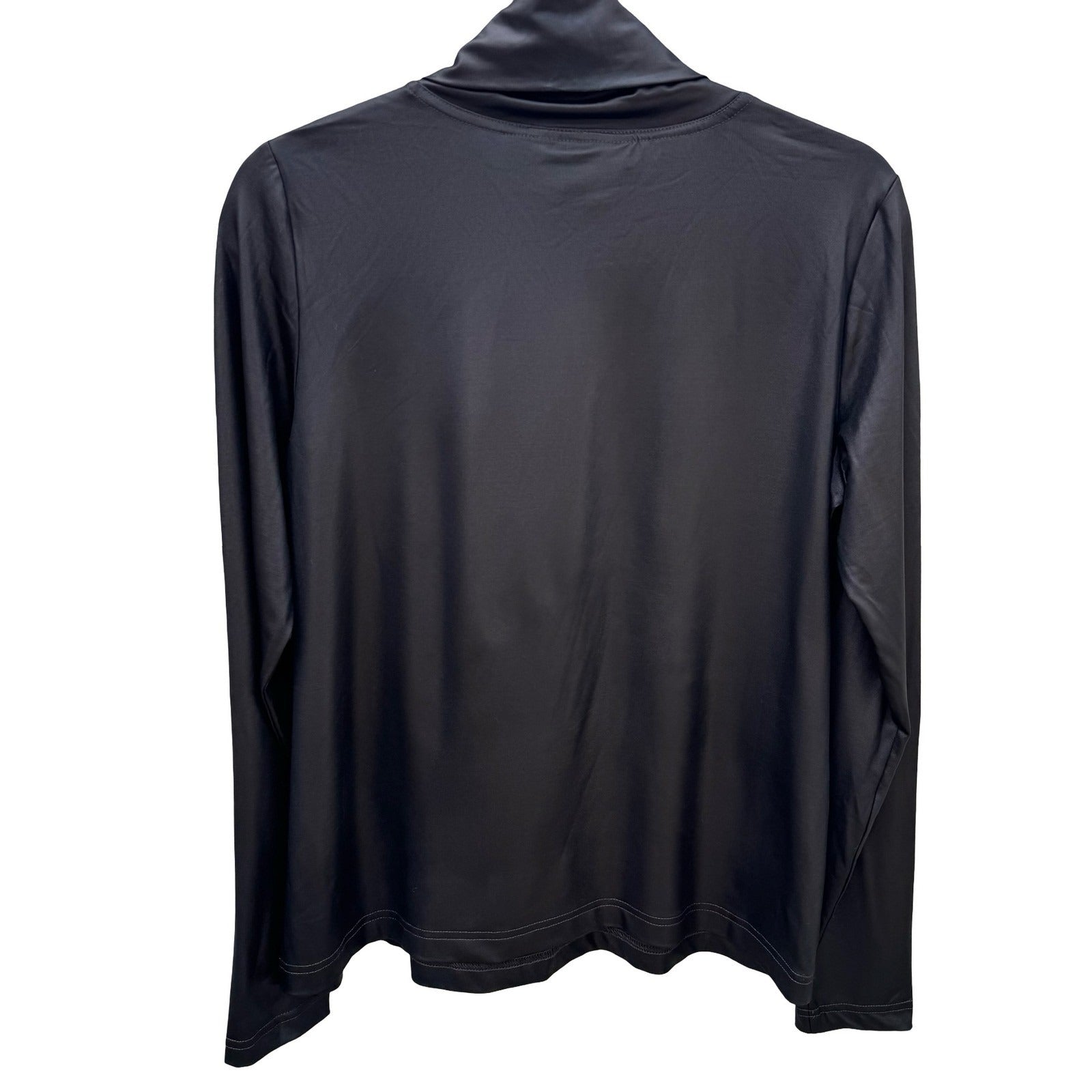 Diane Gilman DG2 Womens Metallic Black Cowl Neck Long Sleeve Stretch Top M NEW
