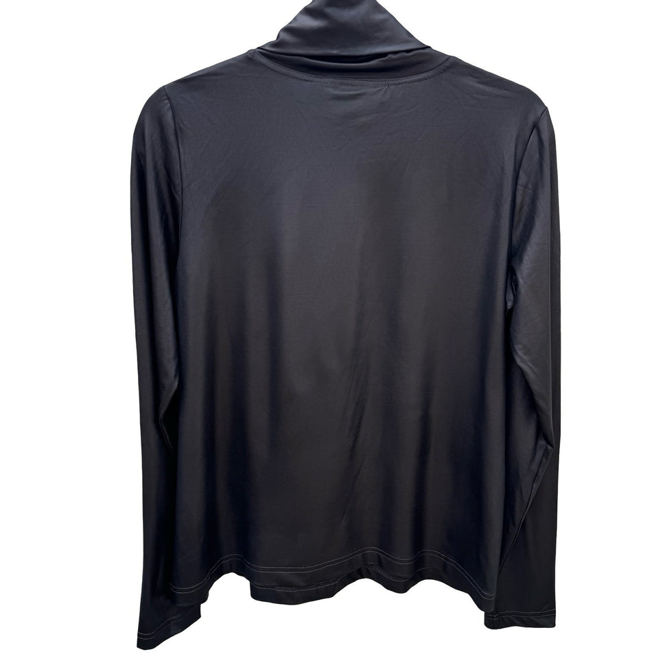 Diane Gilman DG2 Womens Metallic Black Cowl Neck Long Sleeve Stretch Top M NEW