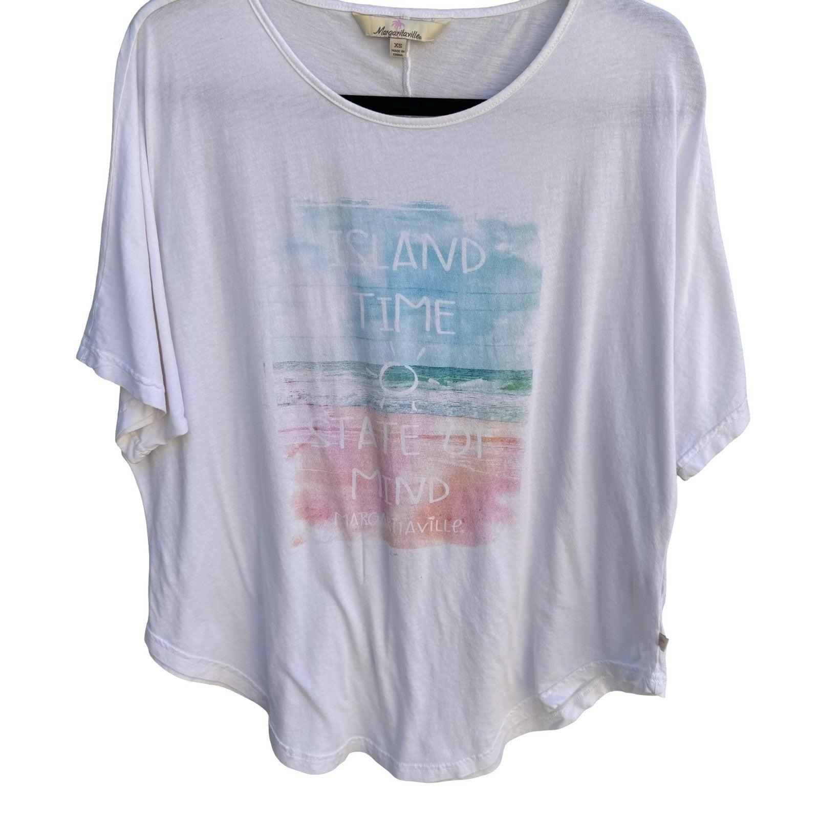 Margaritaville Island Time State of Mind Graphic T-Shirt White XS Relaxed Fit