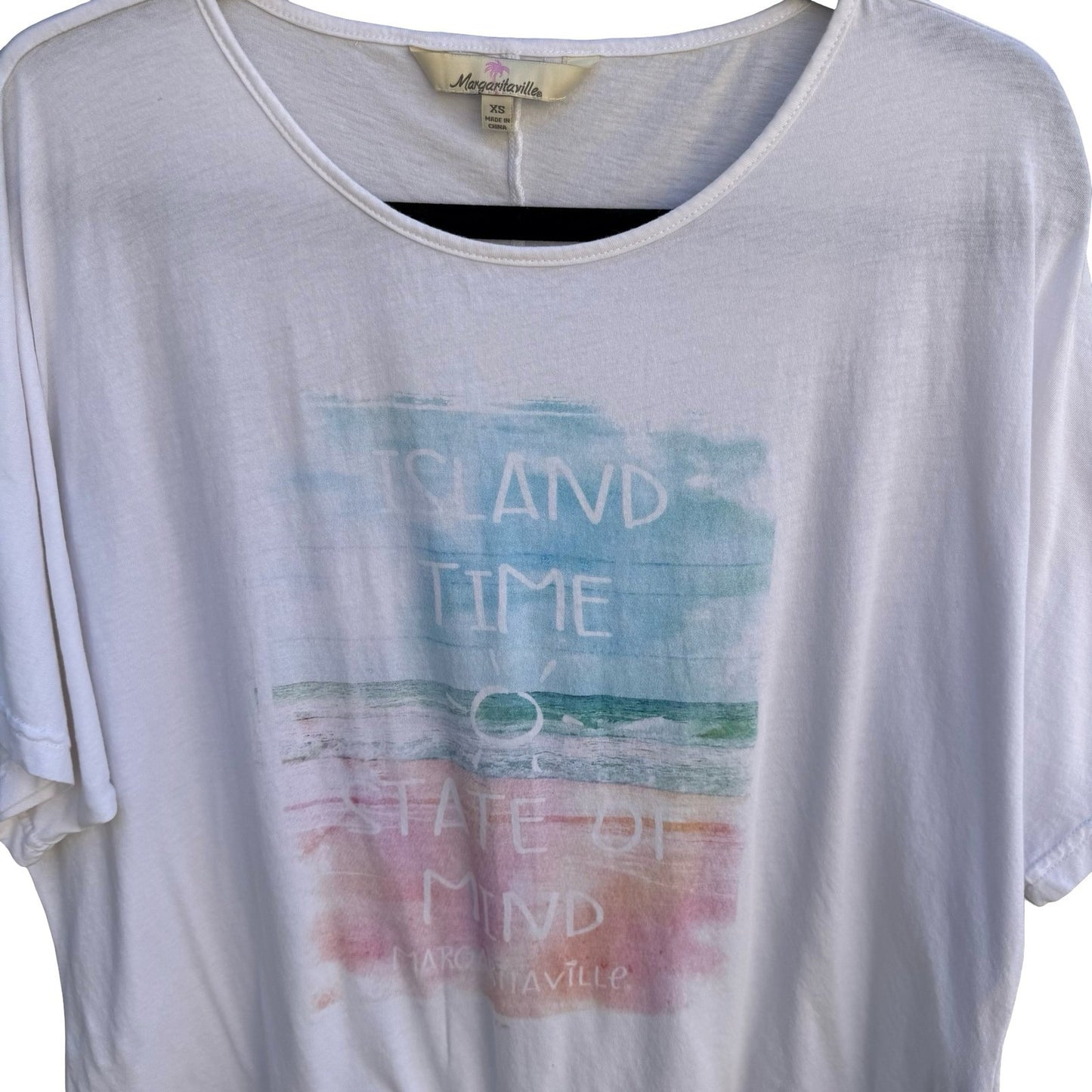Margaritaville Island Time State of Mind Graphic T-Shirt White XS Relaxed Fit
