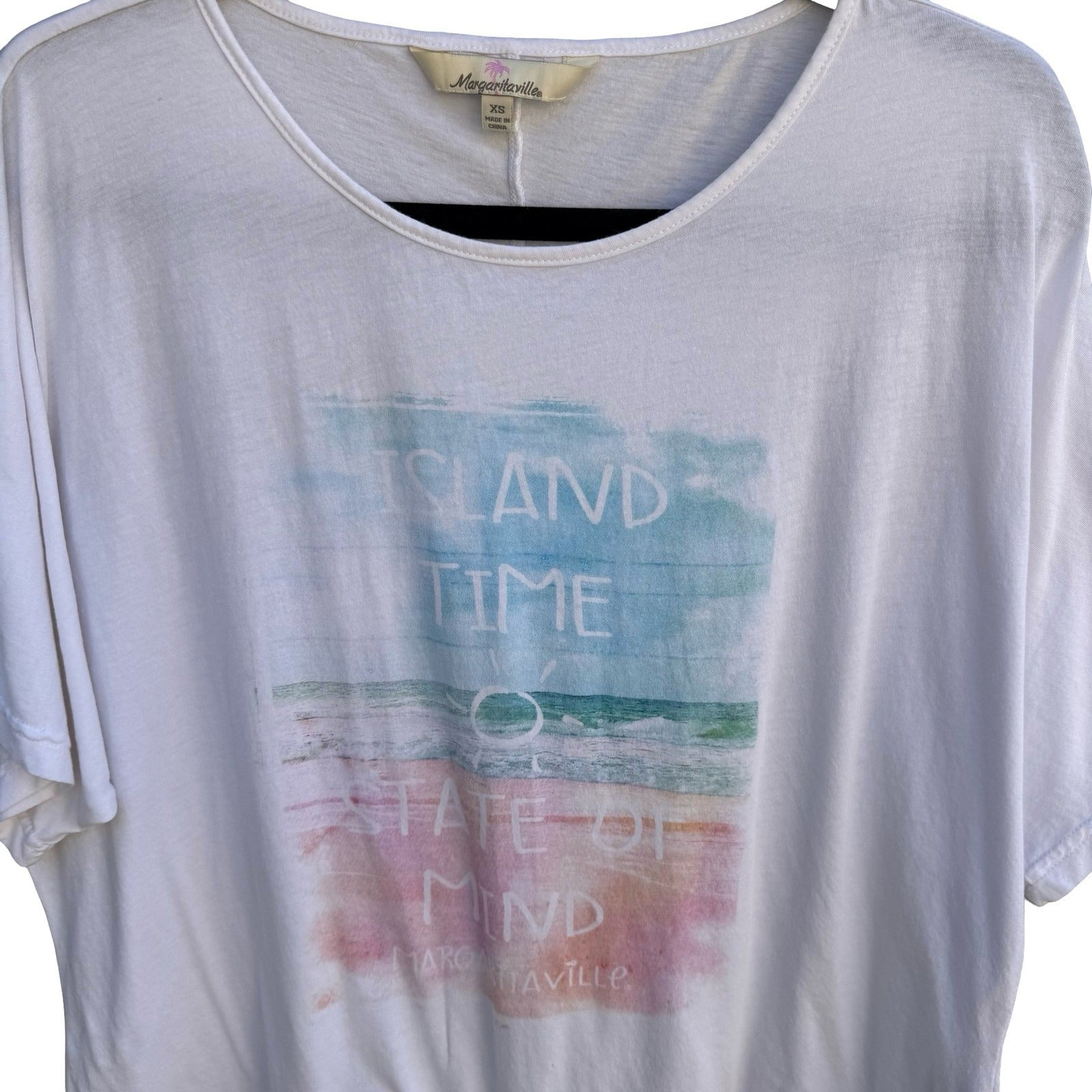 Margaritaville Island Time State of Mind Graphic T-Shirt White XS Relaxed Fit