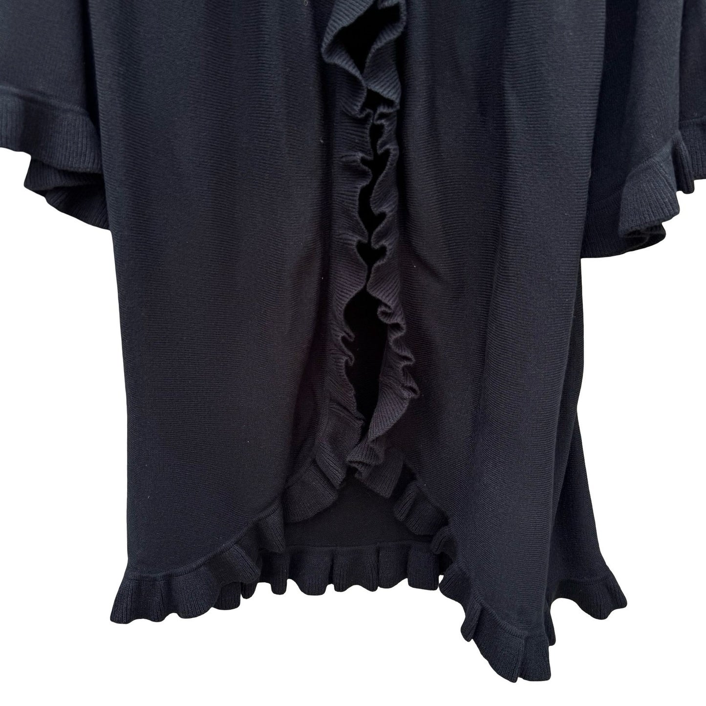 Hot in Hollywood Womens Black Ruffle Trim Open Front Cardigan Bell Sleeve Small