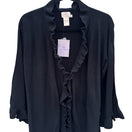 Switch Hot in Hollywood Womens Black Ruffle Trim Open Front Cardigan Bell Sleeve Small 3 image