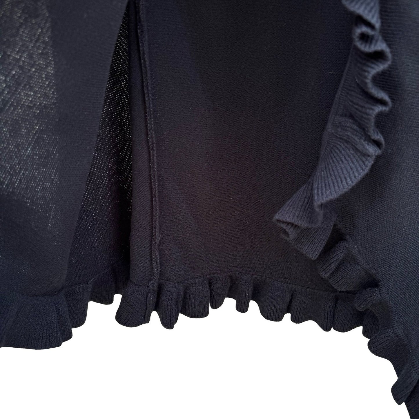 Hot in Hollywood Womens Black Ruffle Trim Open Front Cardigan Bell Sleeve Small