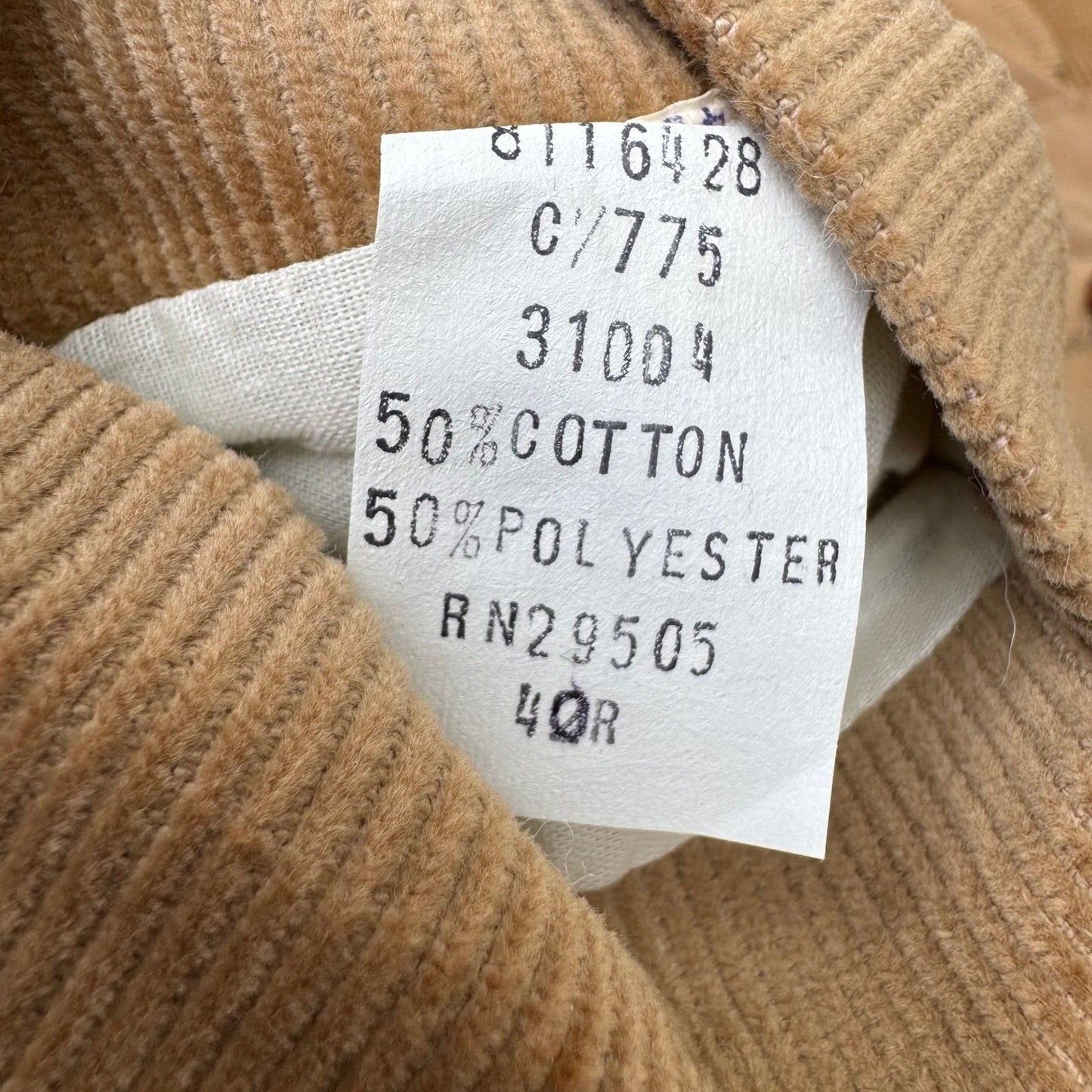 Sears The Corduroy Collection Vintage Tan Waistcoat Vest Mens 40R Leather Button