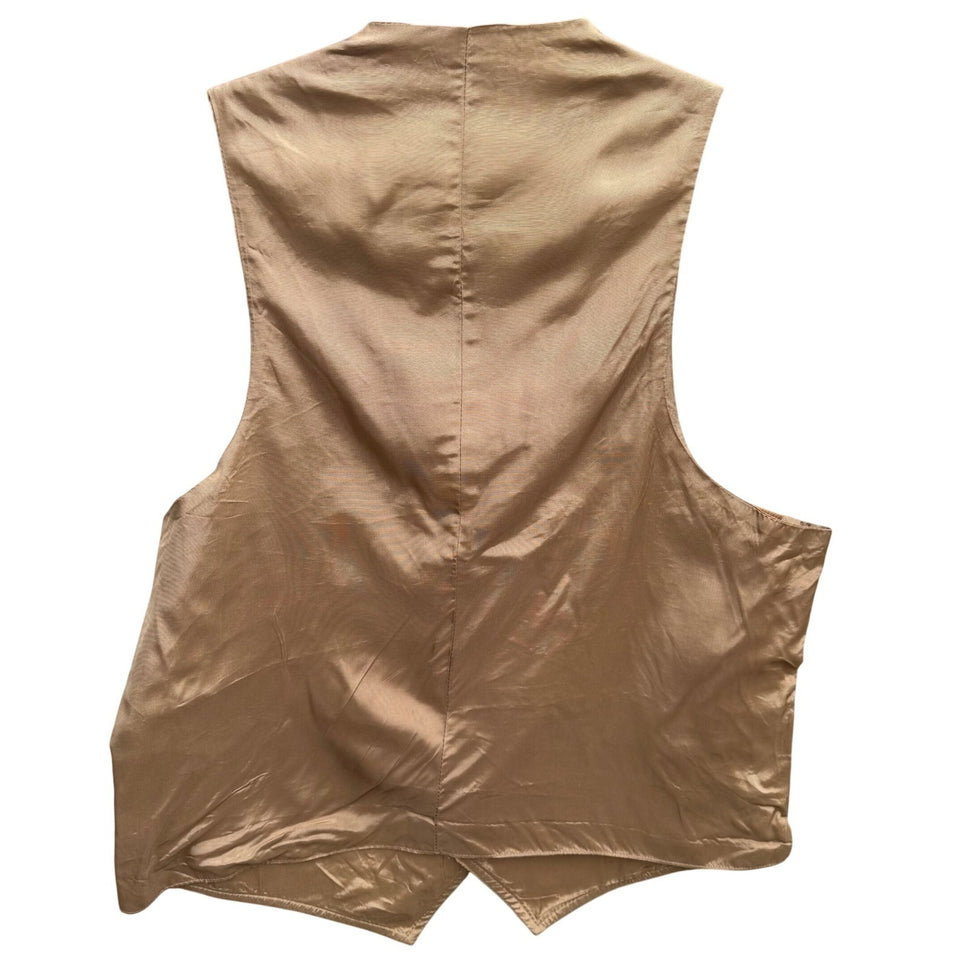 Sears The Corduroy Collection Vintage Tan Waistcoat Vest Mens 40R Leather Button