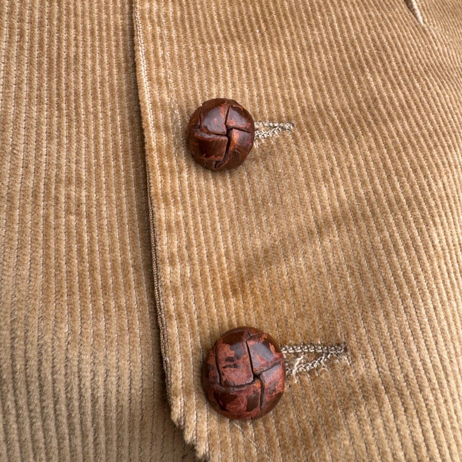 Sears The Corduroy Collection Vintage Tan Waistcoat Vest Mens 40R Leather Button