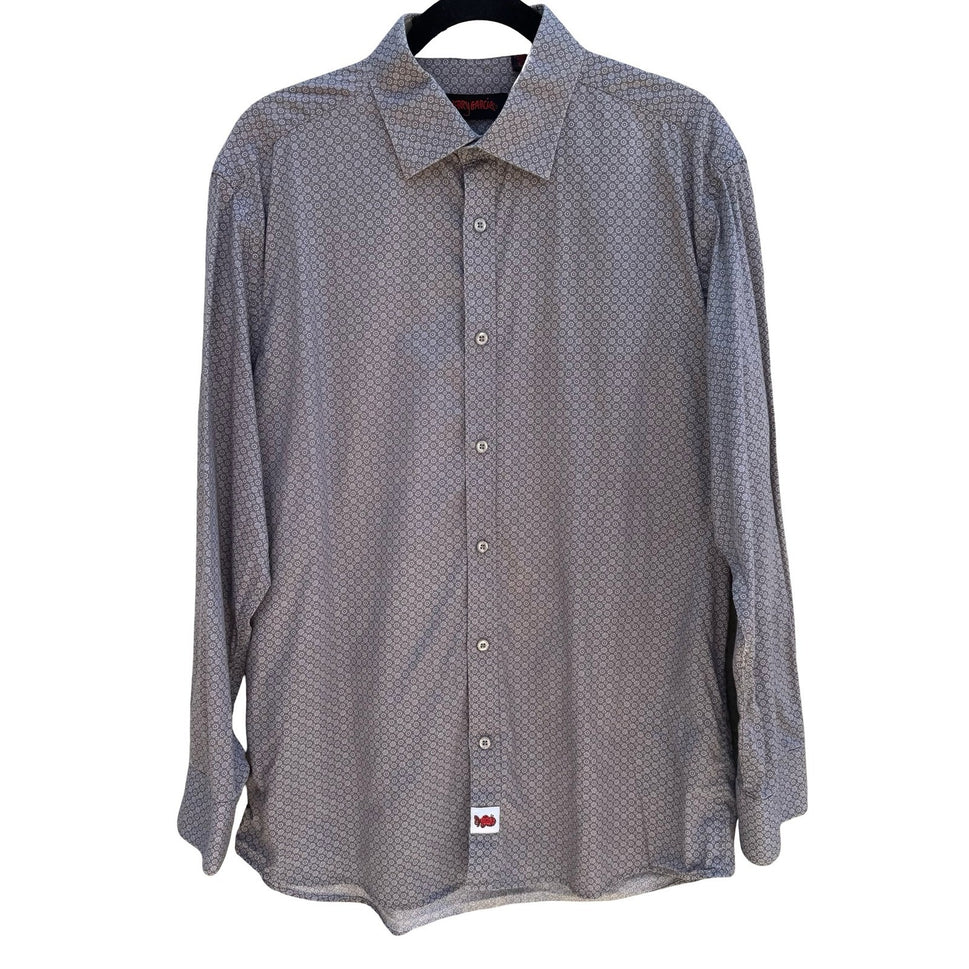 Jerry Garcia Mens L Grey Geometric Medallion Button Down Shirt Grateful Dead