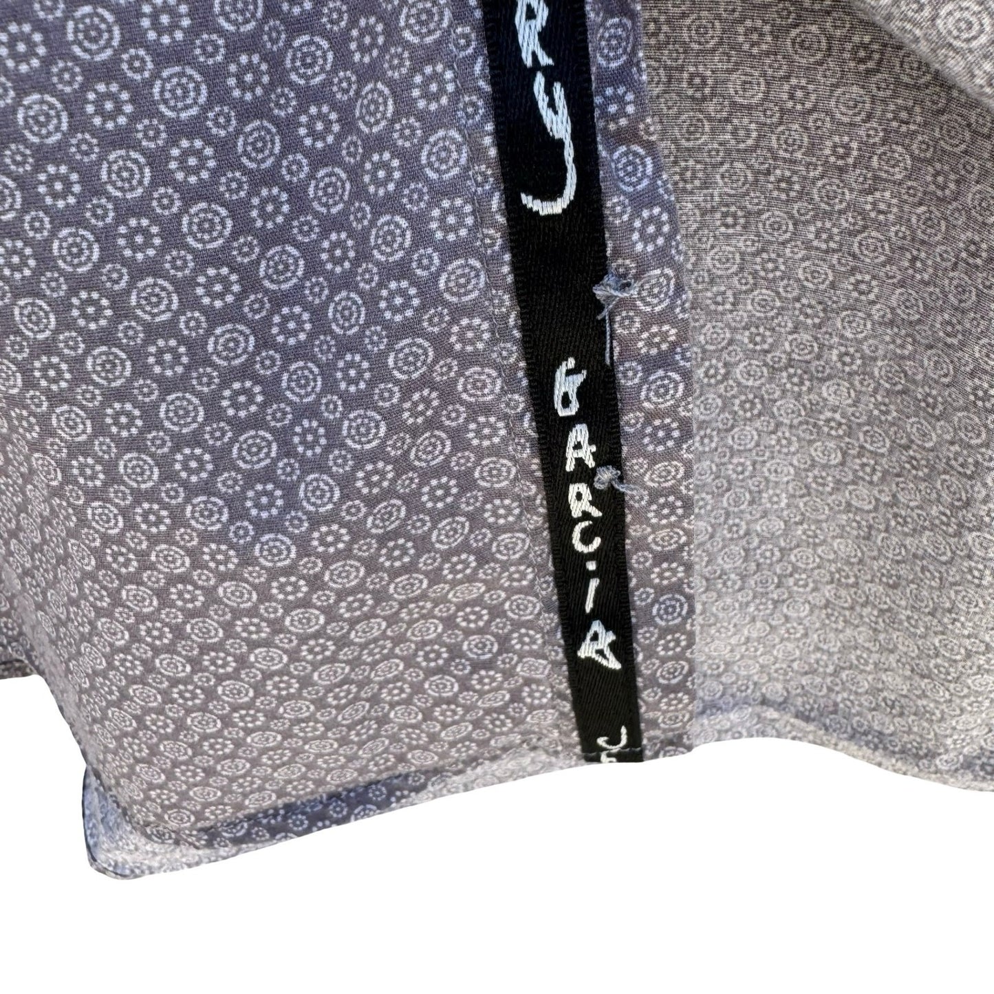 Jerry Garcia Mens L Grey Geometric Medallion Button Down Shirt Grateful Dead